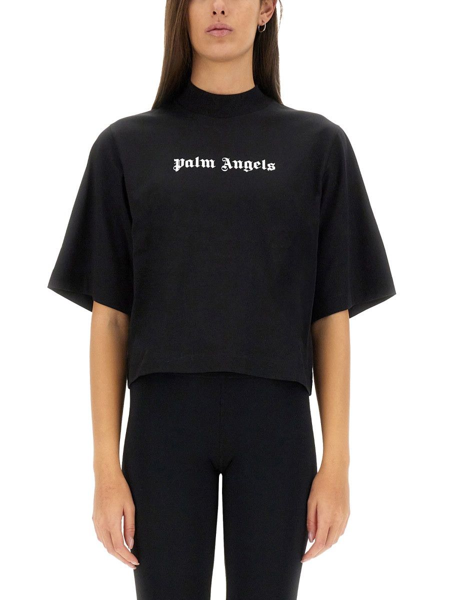 Palm Angels PALM ANGELS T-SHIRT WITH LOGO - BLACK Size XS / US 0-2 / IT 36-38 - 1 Thumbnail