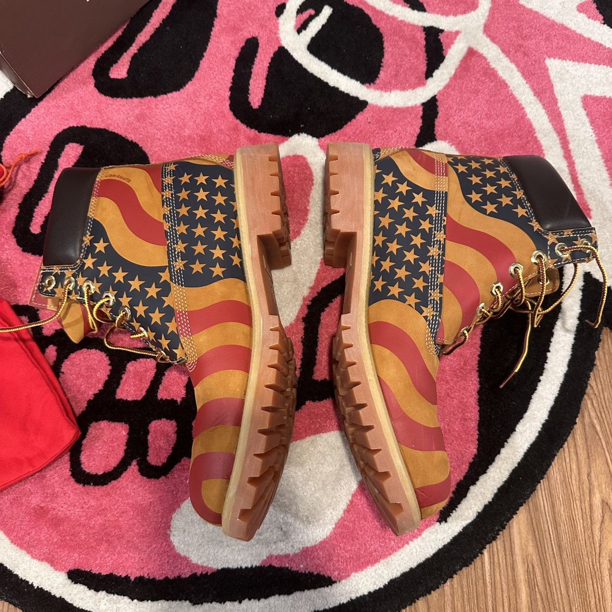Supreme × Timberland Supreme Timberland 6 inch boot stars and stripes wheat Size US 11.5 / EU 44-45 - 4 Thumbnail