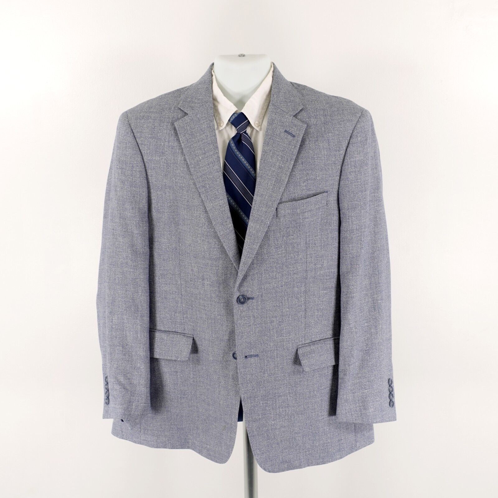 Jos. A. Bank Jos A Bank Linen Wool Blue Spec Tailored Fit 2 Button Blazer Size 40R - 5 Thumbnail