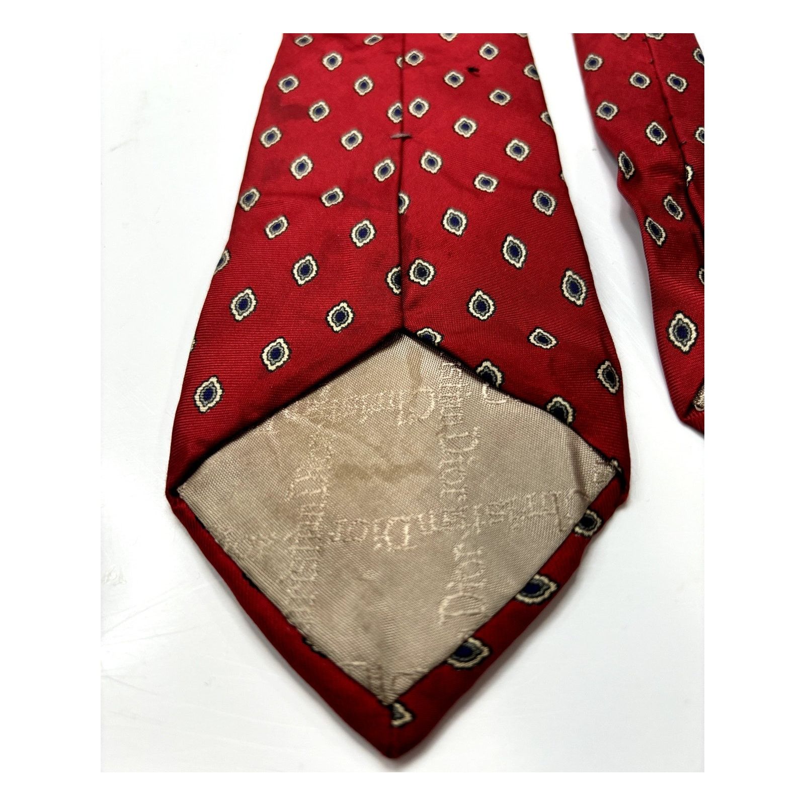 Christian Dior Monsieur CHRISTIAN DIOR Mens Hand-Made 100% Silk Red Pattern Neck Tie Size ONE SIZE - 2 Thumbnail