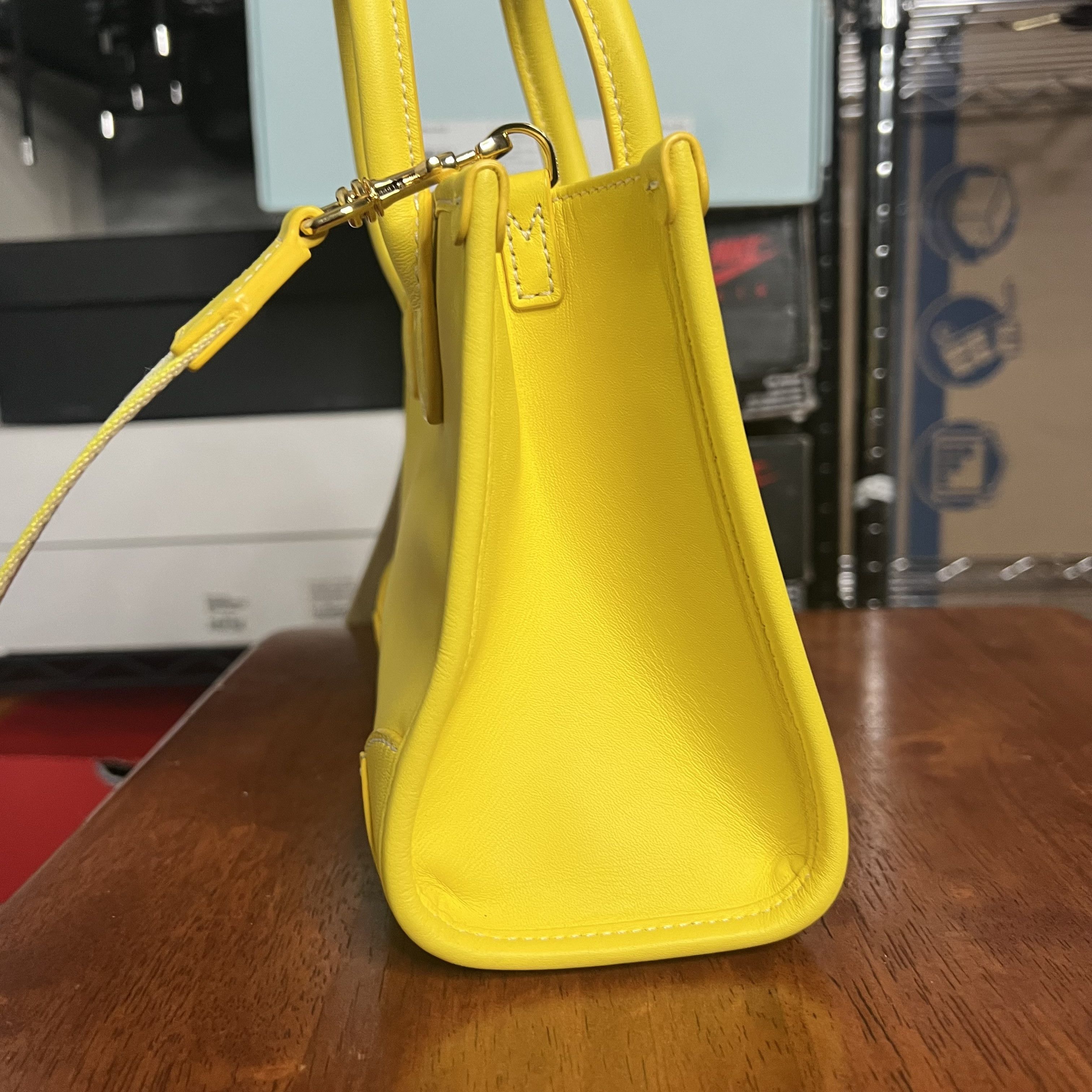 MCM MCM Mini Tonal Logo Leather Tote Bag Yellow Size ONE SIZE - 3 Thumbnail