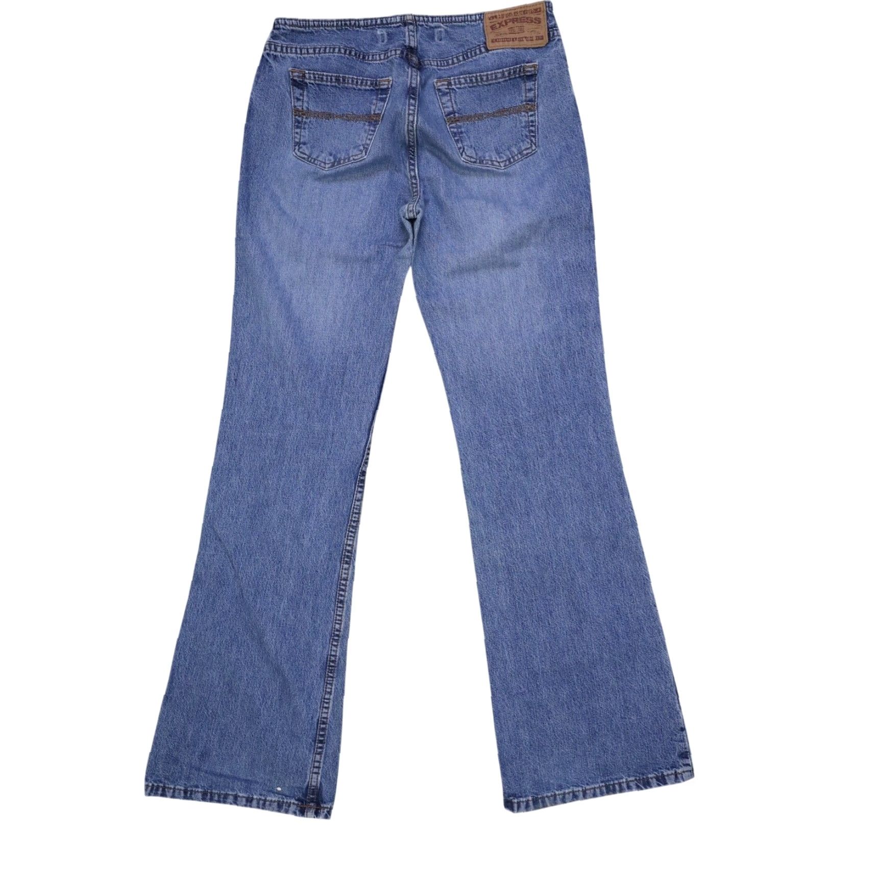 Express VINTAGE Express Jeans Women 3/4R Blue Hipster Flare Y2K Bootcut Button Fly 90s Size 28" / US 6 / IT 42 - 2 Thumbnail