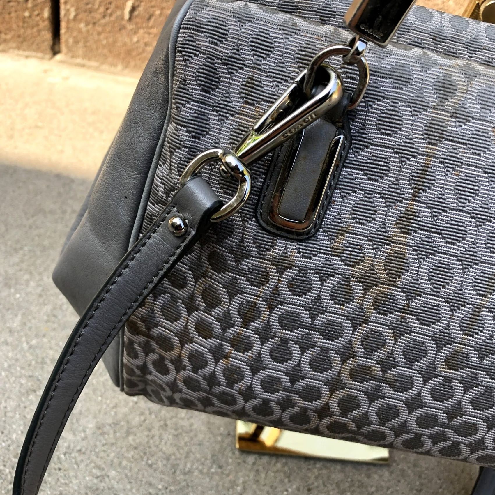 Coach VINTAGE COACH Madison Monogram Grey Canvas Leather Purse Satchel/Top Handle Bag Medium Women Size ONE SIZE - 5 Thumbnail