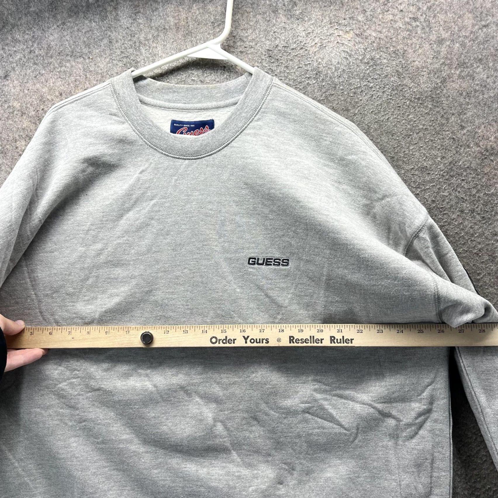 Guess GUESS Sweatshirt Mens XL Gray Logo Sleeve Crewneck Fleece Pullover Graphic Print Embroidered Tape Size US XL / EU 56 / 4 - 5 Thumbnail