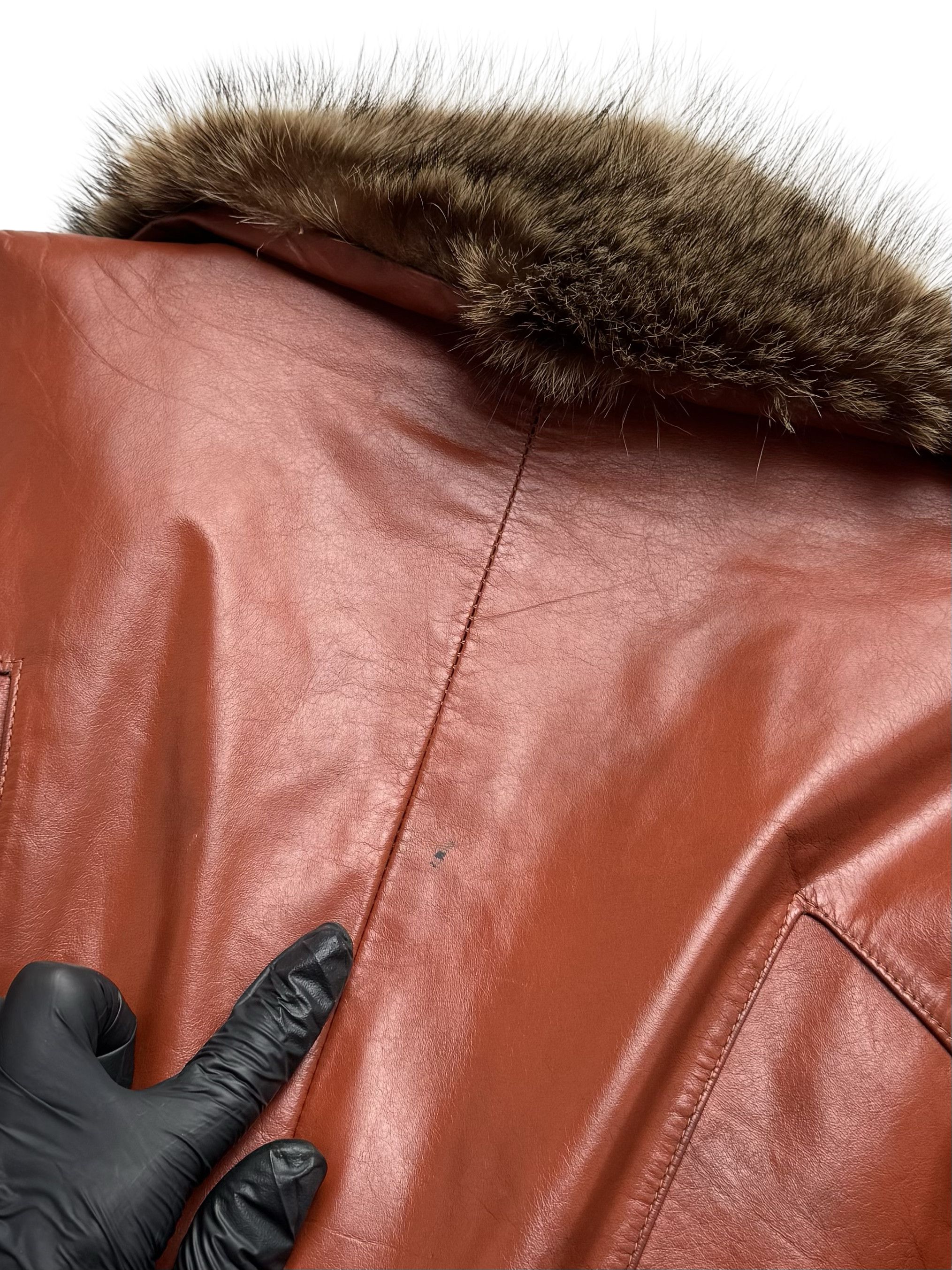 Vintage Vintage Real Leather Coat Real Fur Collar Belted Long Size L / US 10 / IT 46 - 14 Thumbnail