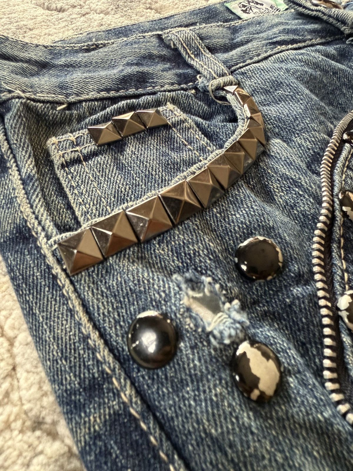 Le Grande Bleu (L.G.B.) T.S.H.H Japan Avant Garde Studded Zipper Denim Jeans Size US 28 / EU 44 - 5 Thumbnail