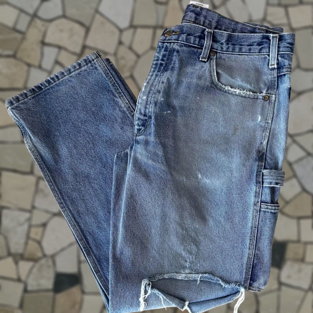 Carhartt VINTAGE Carhartt Single Knee Denim Blue Jean Relaxed Fit Distressed B171-DST Men’s 36x31 Size US 36 / EU 52 - 1 Thumbnail