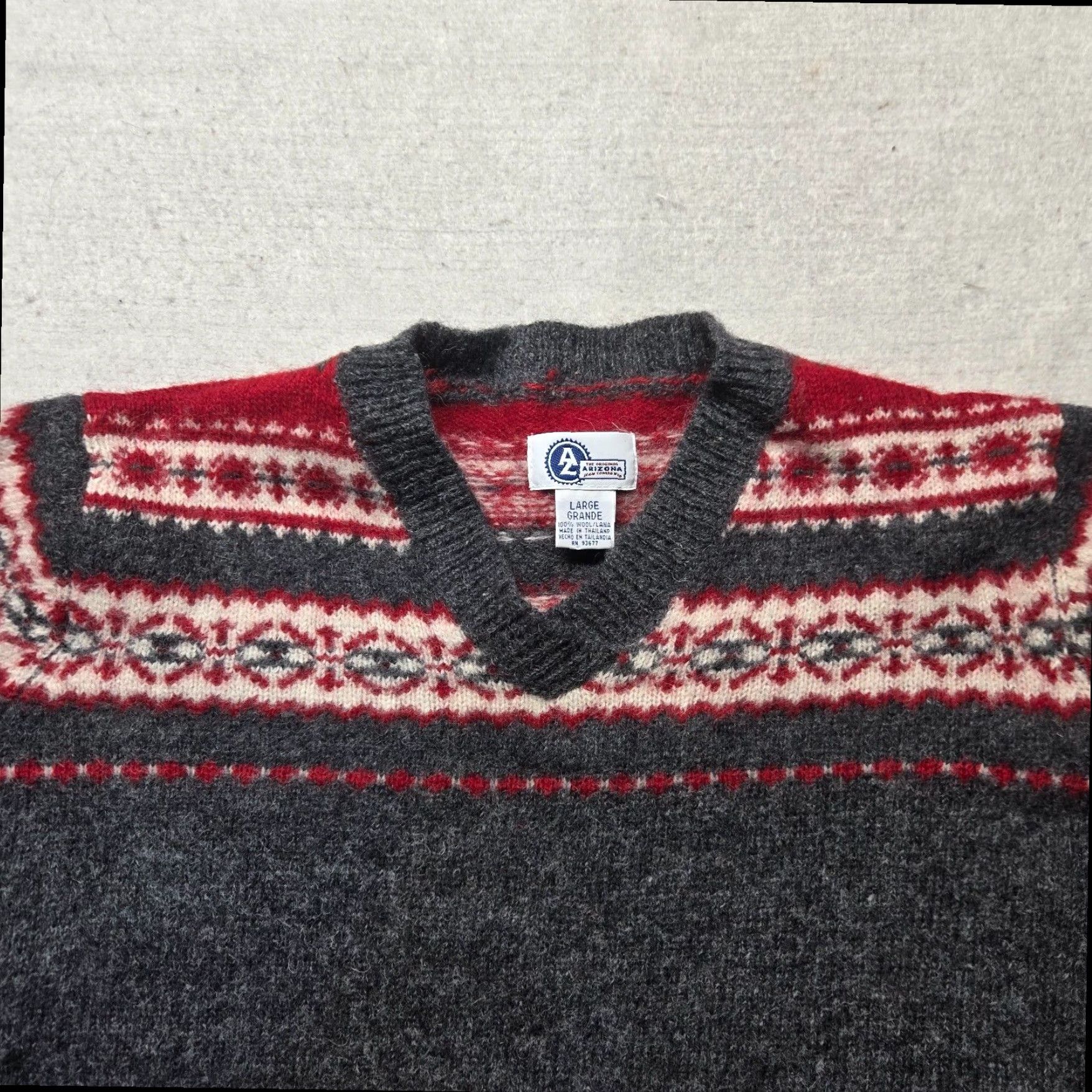 Vintage Arizona Jean Company 100% Wool Gray Pullover Women's Large Sweater Size L / US 10 / IT 46 - 2 Thumbnail
