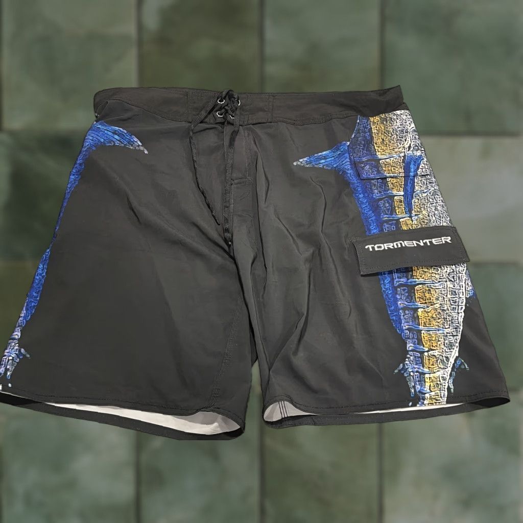 Vintage Tormenter Board Shorts Trunks Mens 42 Black Cargo Pocket Surf Swim Fishing Size US 42 / EU 58 - 1 Thumbnail