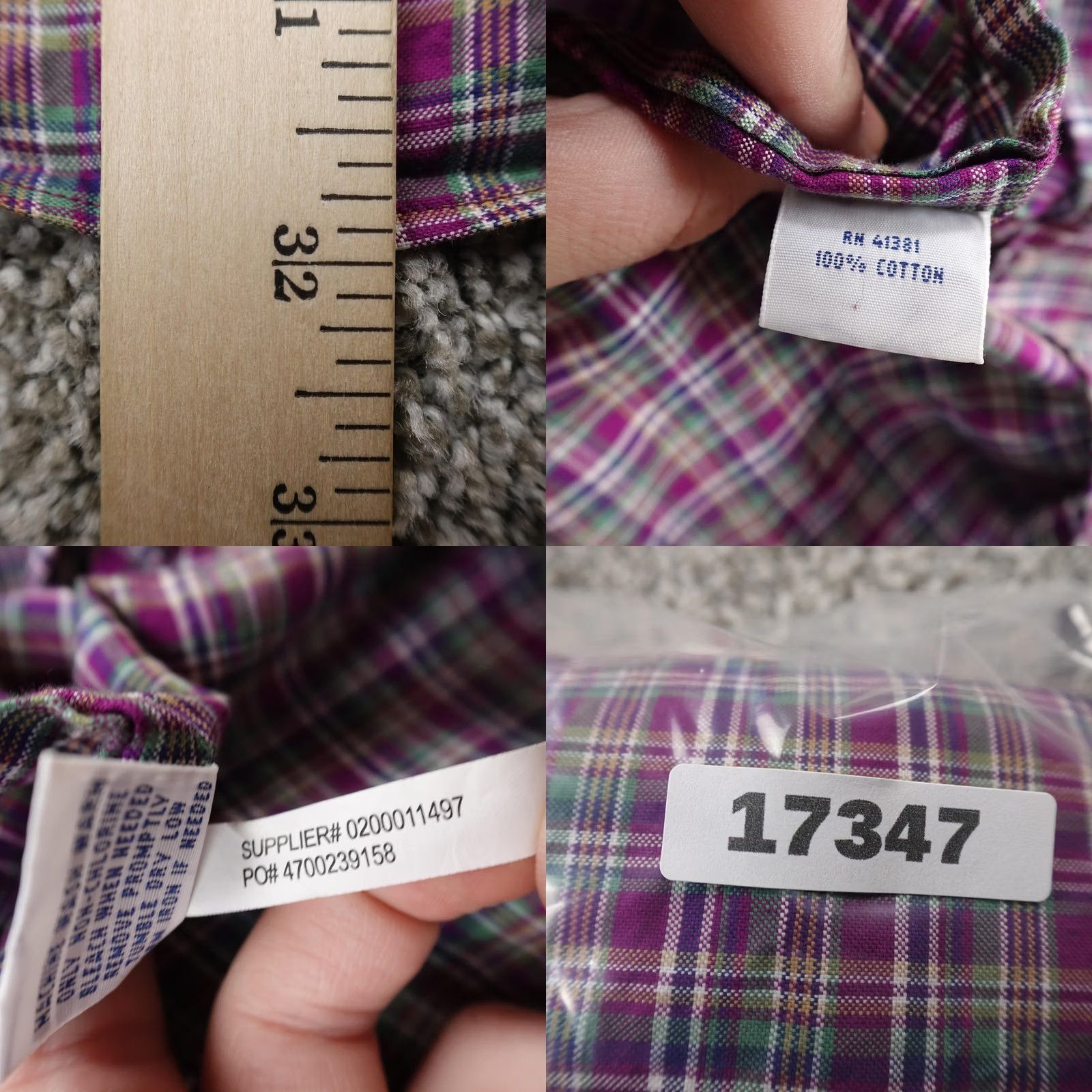 Polo Ralph Lauren Polo Ralph Lauren Shirt Mens XL Purple Green Madras Plaid Button Up Size US XL / EU 56 / 4 - 8 Thumbnail