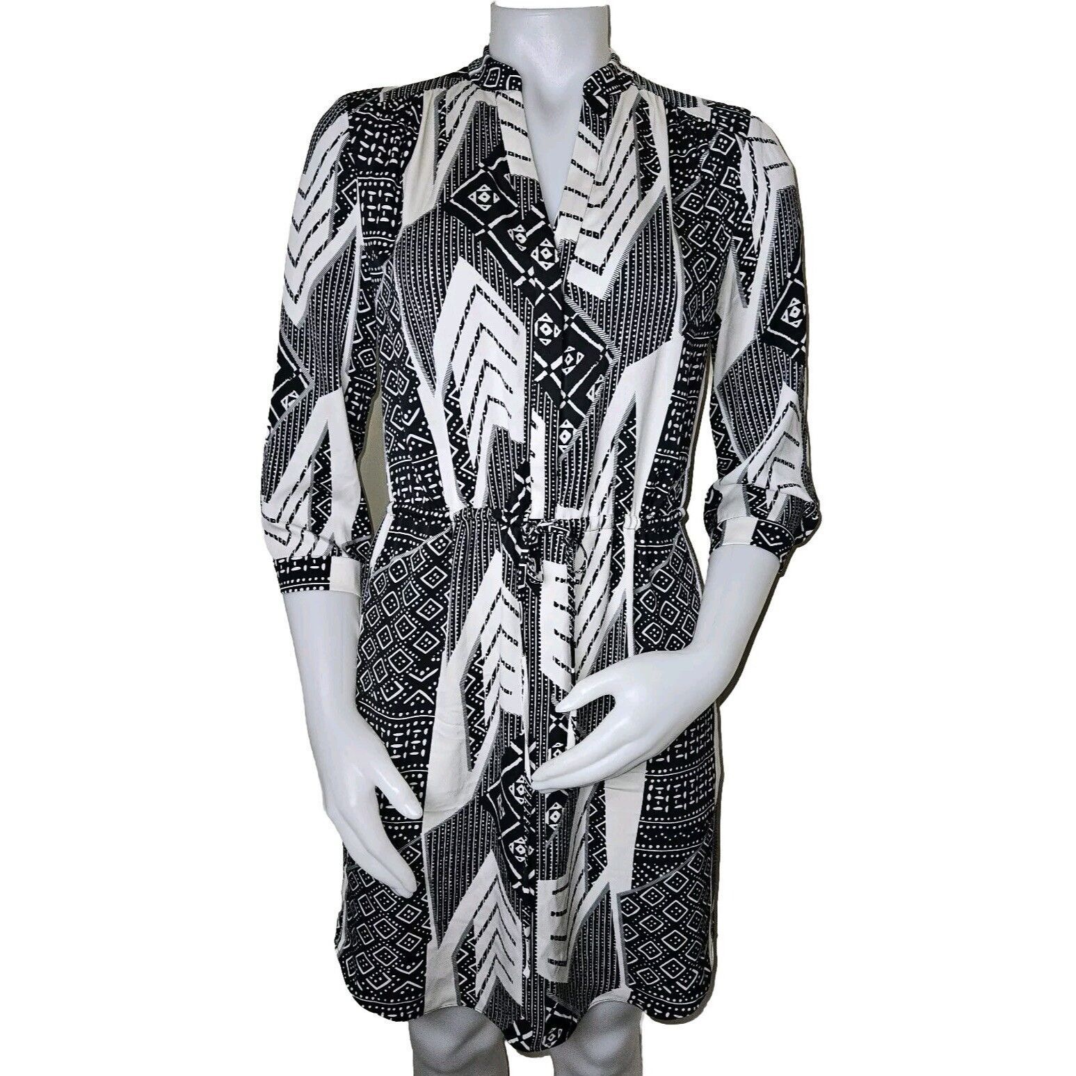 Diane von Furstenberg Diane Von Furstenberg Freya Dress Womens 2 Black Ethnic Prin Size XS / US 0-2 / IT 36-38 - 1 Thumbnail