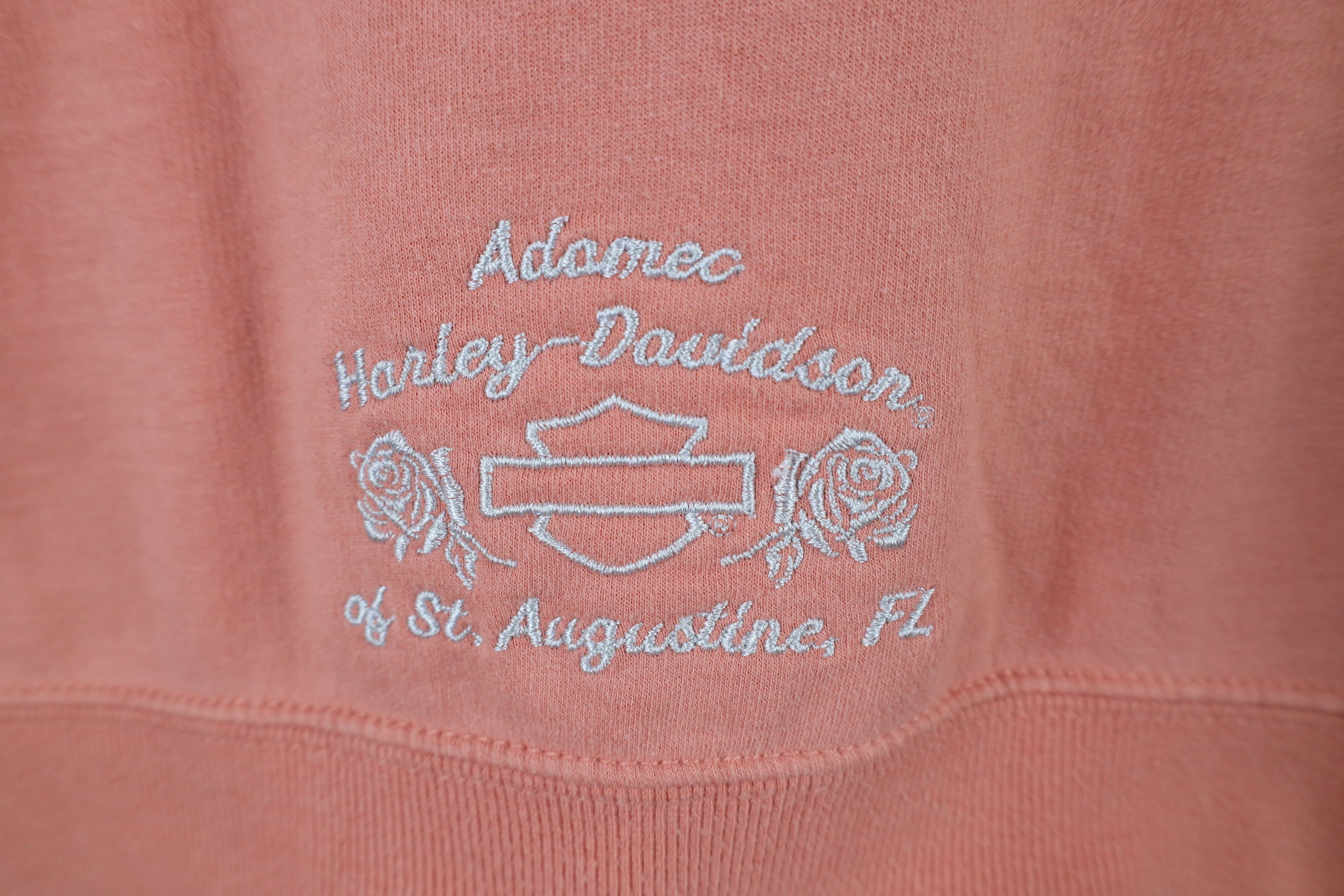 Harley Davidson × Vintage Vintage Harley Davidson Spell Out V-Neck Hoodie Pink Size S / US 4 / IT 40 - 11 Thumbnail