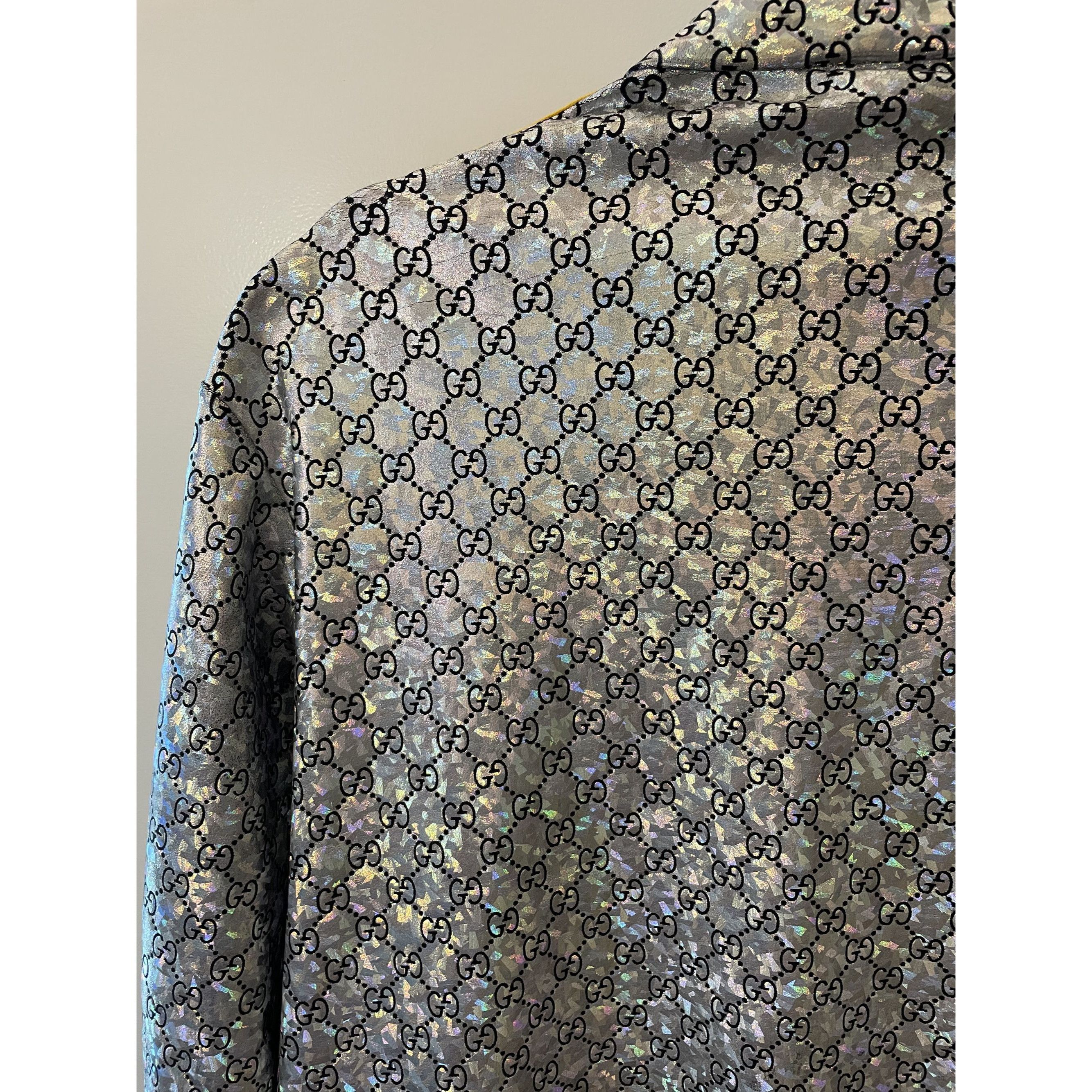 Gucci Gucci GG Logo Holographic Track Jacket With Zip Closure & St Size L / US 10 / IT 46 - 7 Thumbnail