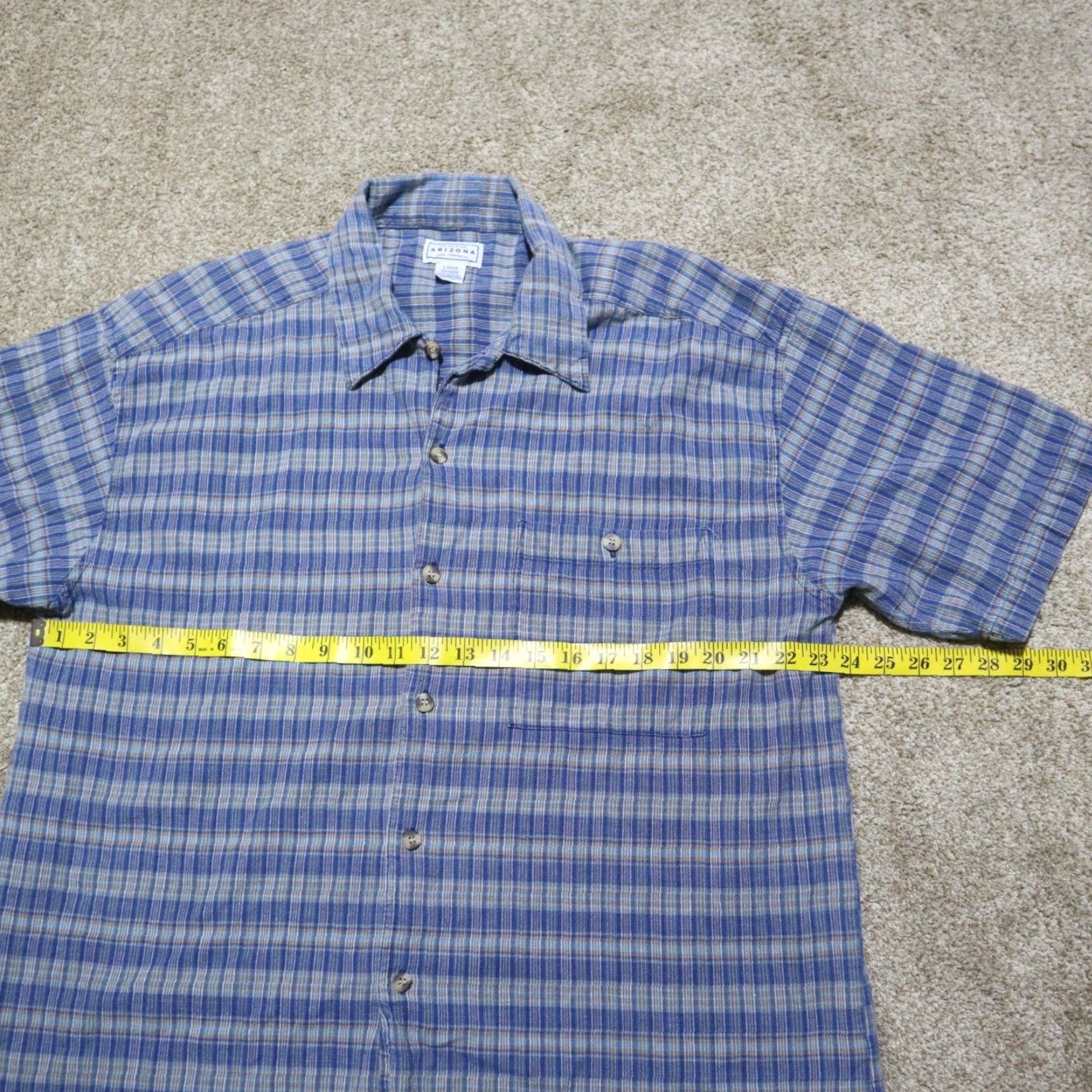 Vintage AriZona Men's Long Sleeve Button-Up Plaid Shirt, Cotton, Blue, Size L, Casual, Western Style Size US L / EU 52-54 / 3 - 4 Thumbnail