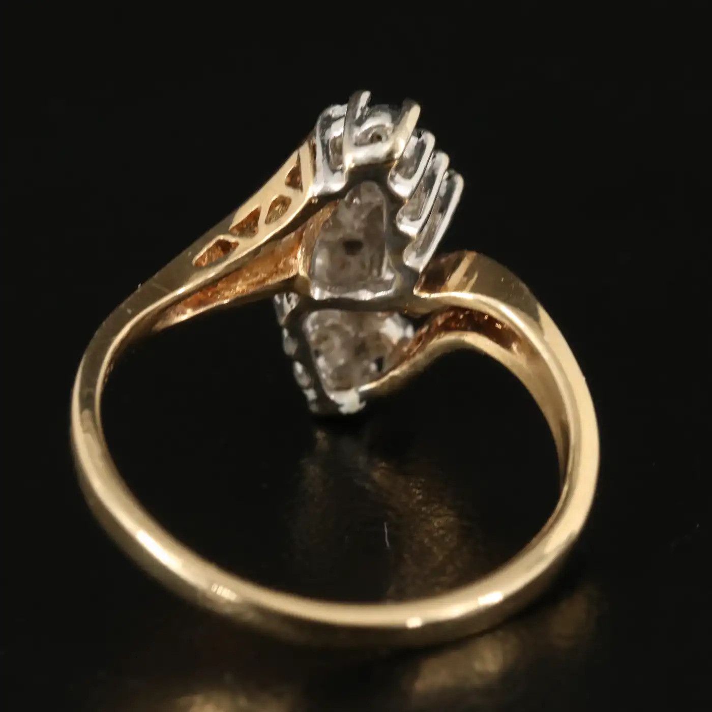 Other 14k Vintage .12 ctw Diamond and Sapphire Bypass Ring Size ONE SIZE - 5 Thumbnail