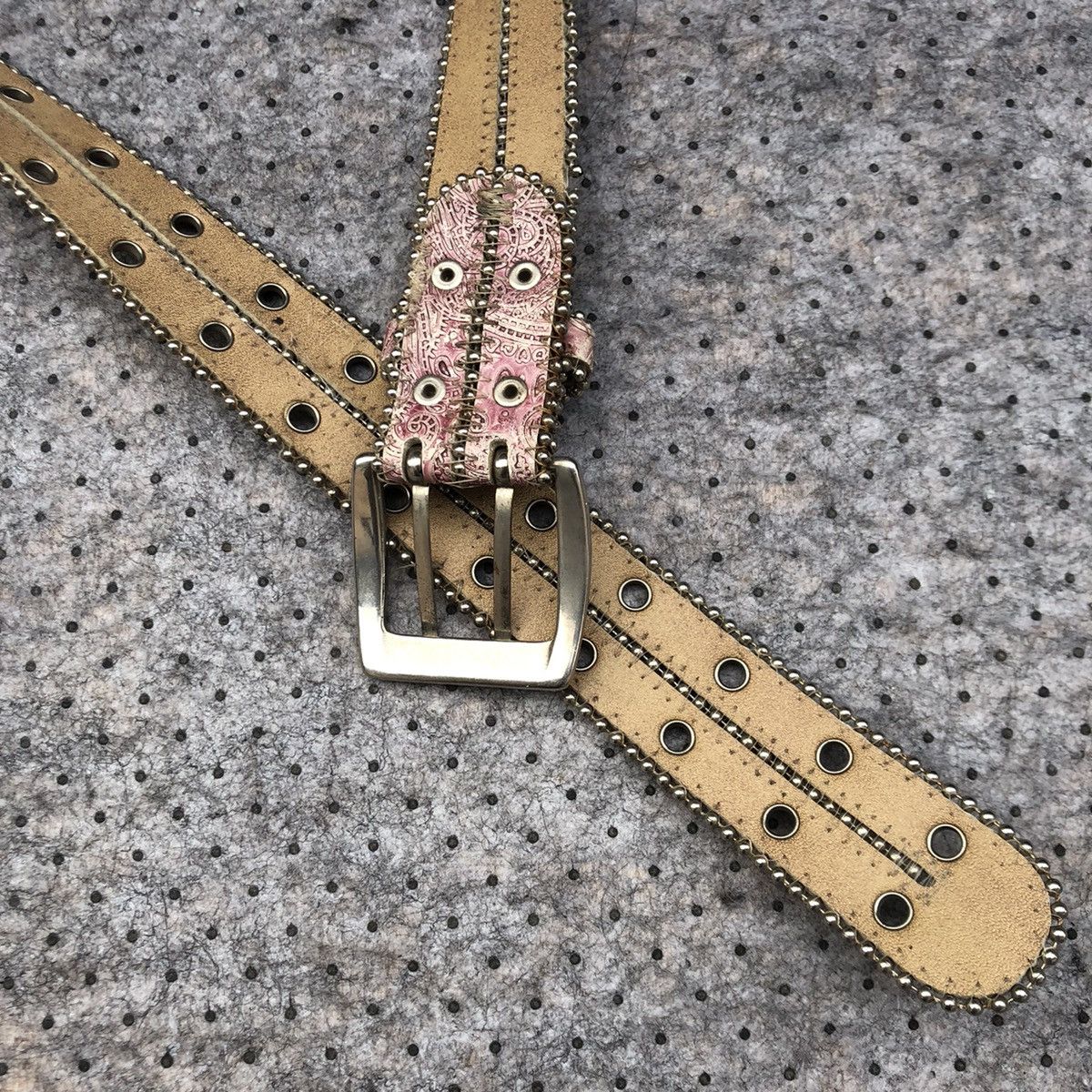 Japanese Brand Y2k style Paisley Pattern Studded Belt Size ONE SIZE - 5 Thumbnail