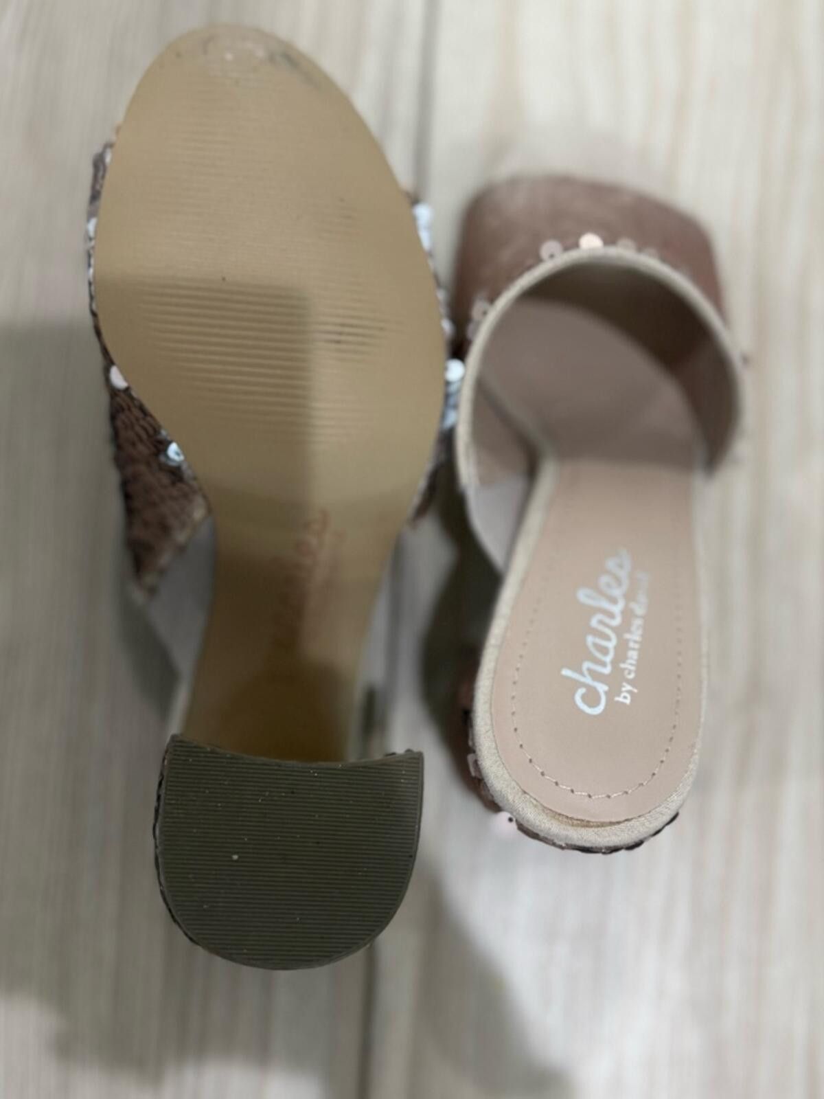 Other Charles by Charles David Rose Gold Sequin Slide Mules Size US 6 / IT 36 - 4 Thumbnail