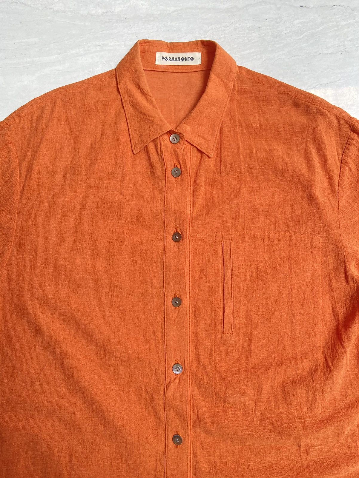 Designer × Issey Miyake × Japanese Brand PERMANENTE Orange Shirt Size US S / EU 44-46 / 1 - 3 Thumbnail