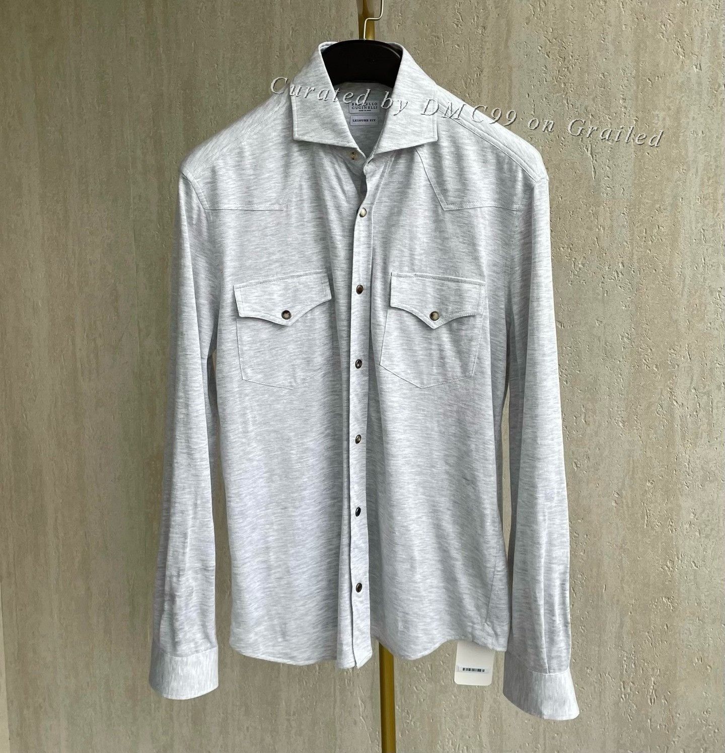 Brunello Cucinelli Men’s Linen-Cotton Shirt in Gray, Men's