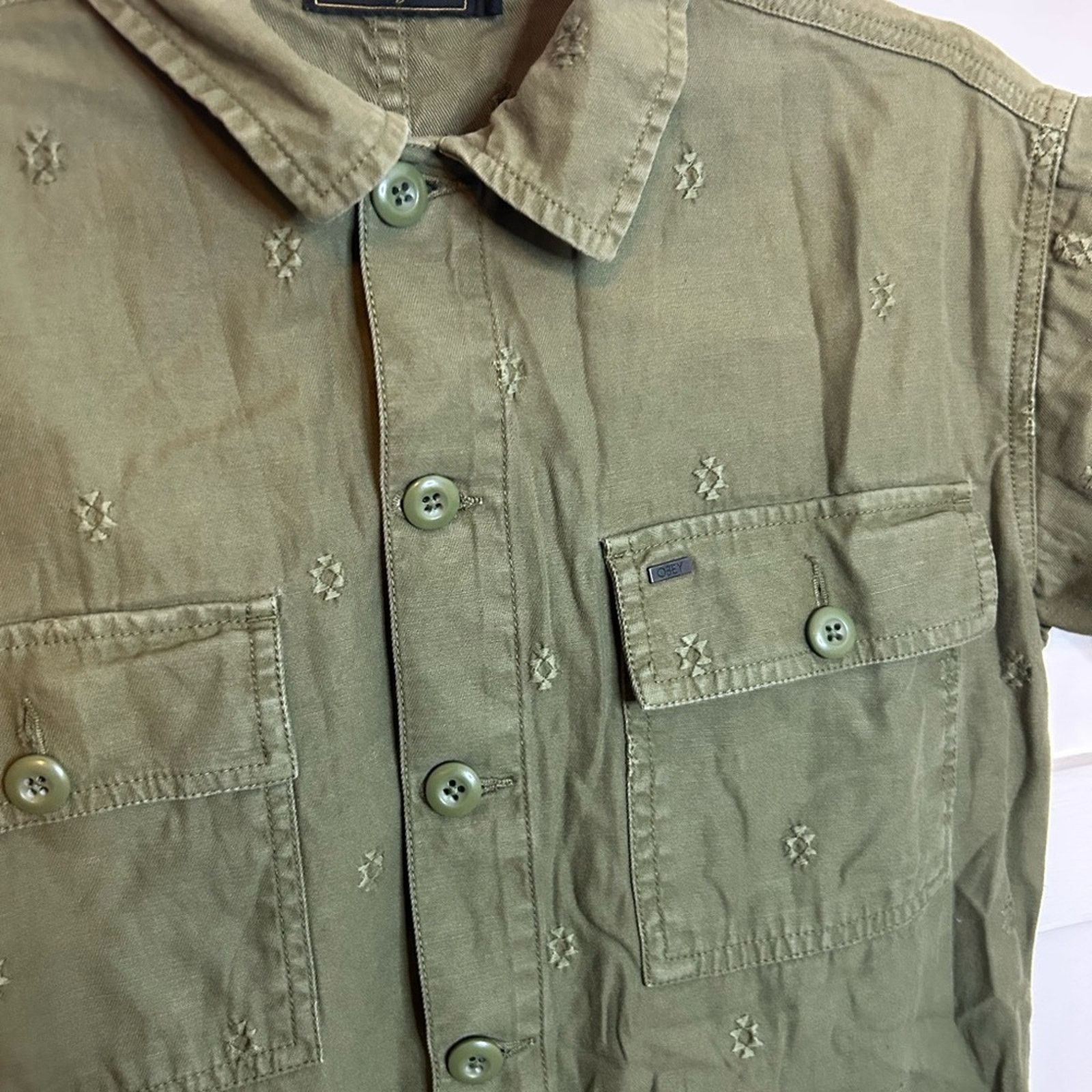 Obey Obey Olive Green Embroidered Utility Romper Size 27" / US 4 / IT 40 - 5 Thumbnail