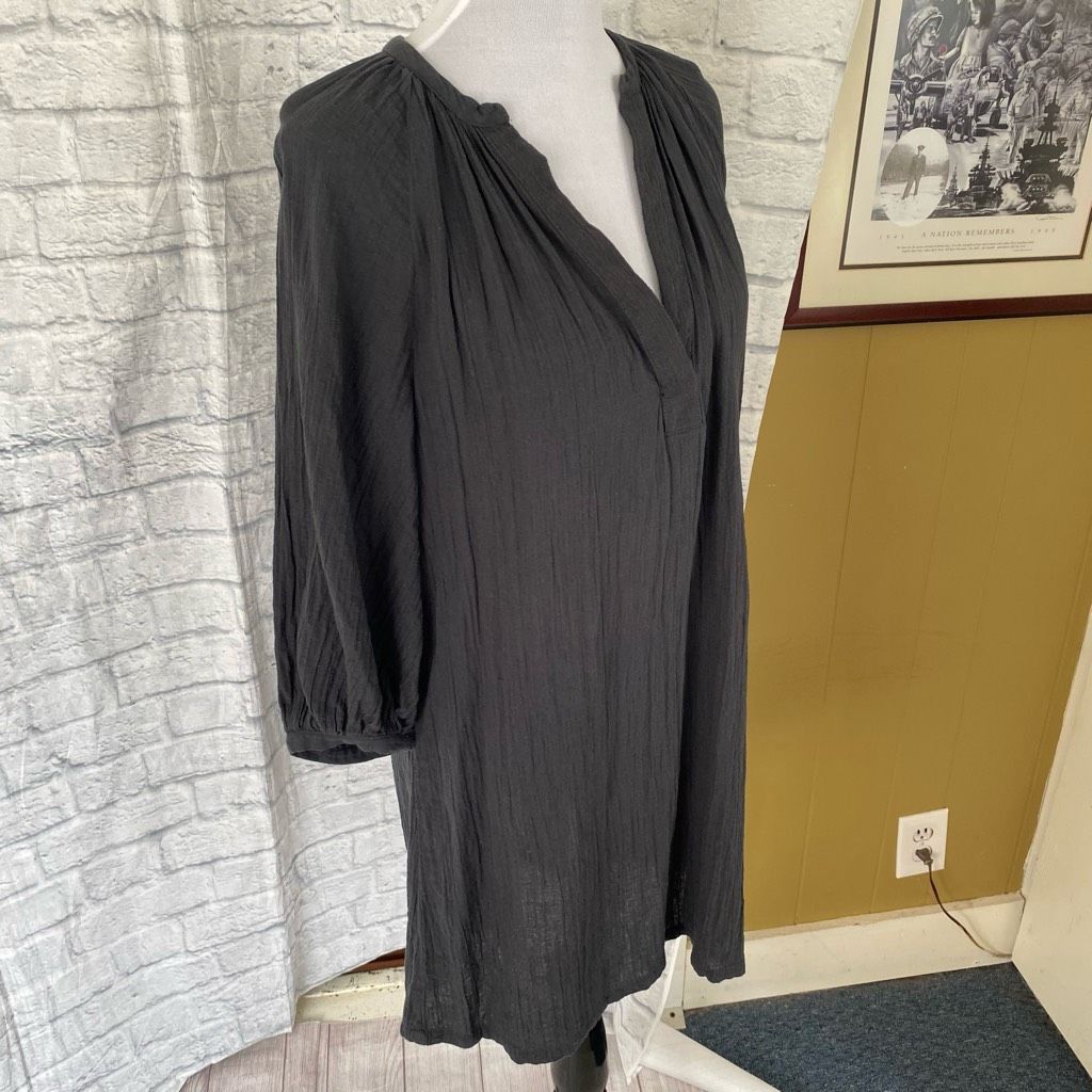 H&M H&M women XS v-cut Longsleeve ruched shift dress dark grey Size XS / US 0-2 / IT 36-38 - 4 Thumbnail