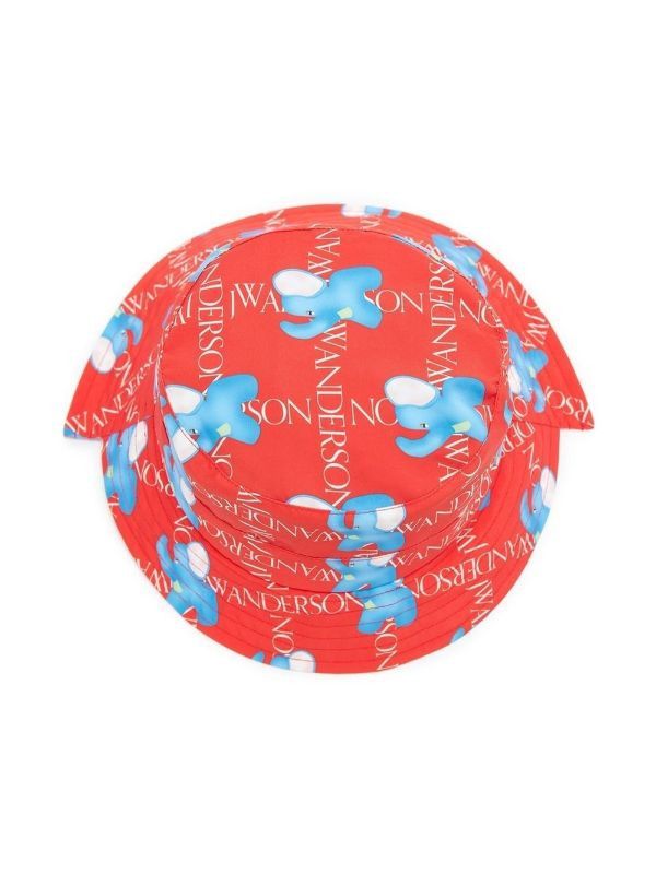 JW Anderson o1mle1124 Size:56/ Bucket Hat in Red Elephant Grid Size ONE SIZE - 4 Thumbnail