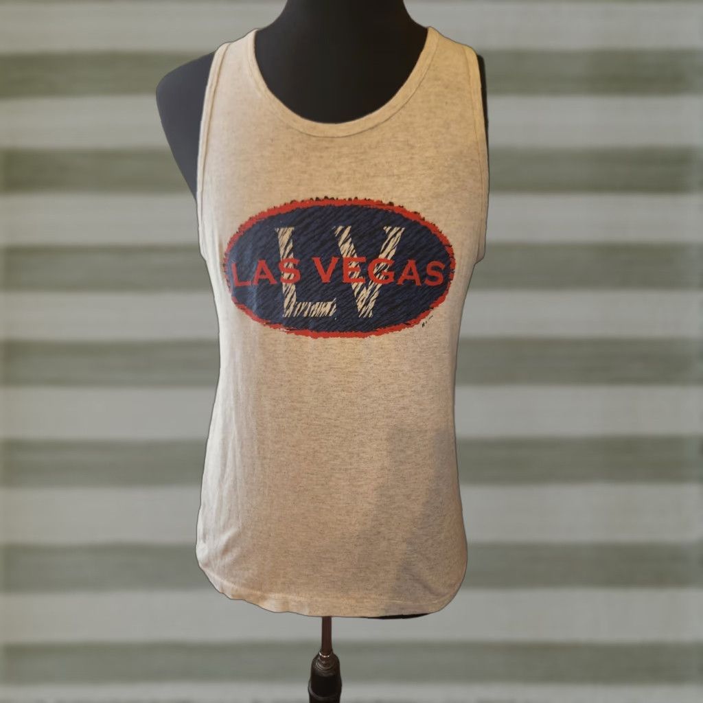 Anvil VINTAGE 1998 Las Vegas Nevada Light Gray Souvenir Tank Top Shirt M Gray 90s Anvil Men T-Shirt Size US M / EU 48-50 / 2 - 1 Thumbnail