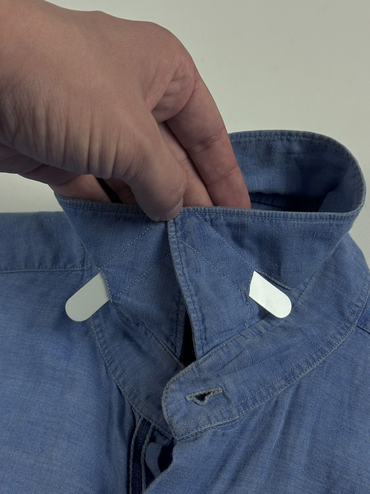 Designer × Glanshirt GLANSHIRT Blue Linen Long Sleeve Shirt Size US M / EU 48-50 / 2 - 14 Thumbnail