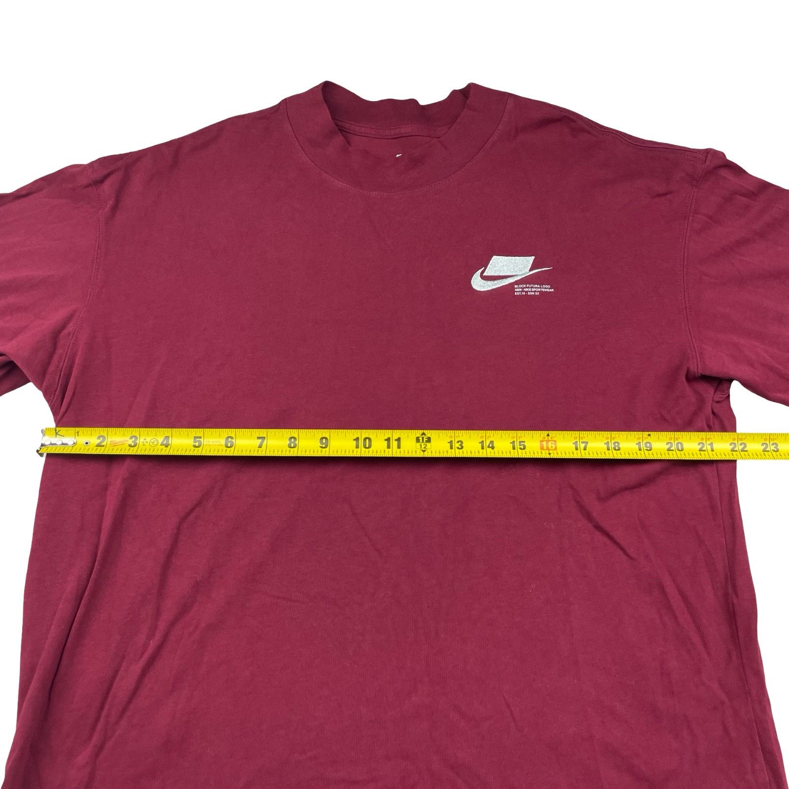 Nike Nike Men's Block Futura 100% Cotton L/S T-Shirt Burgundy • D Size US L / EU 52-54 / 3 - 8 Thumbnail