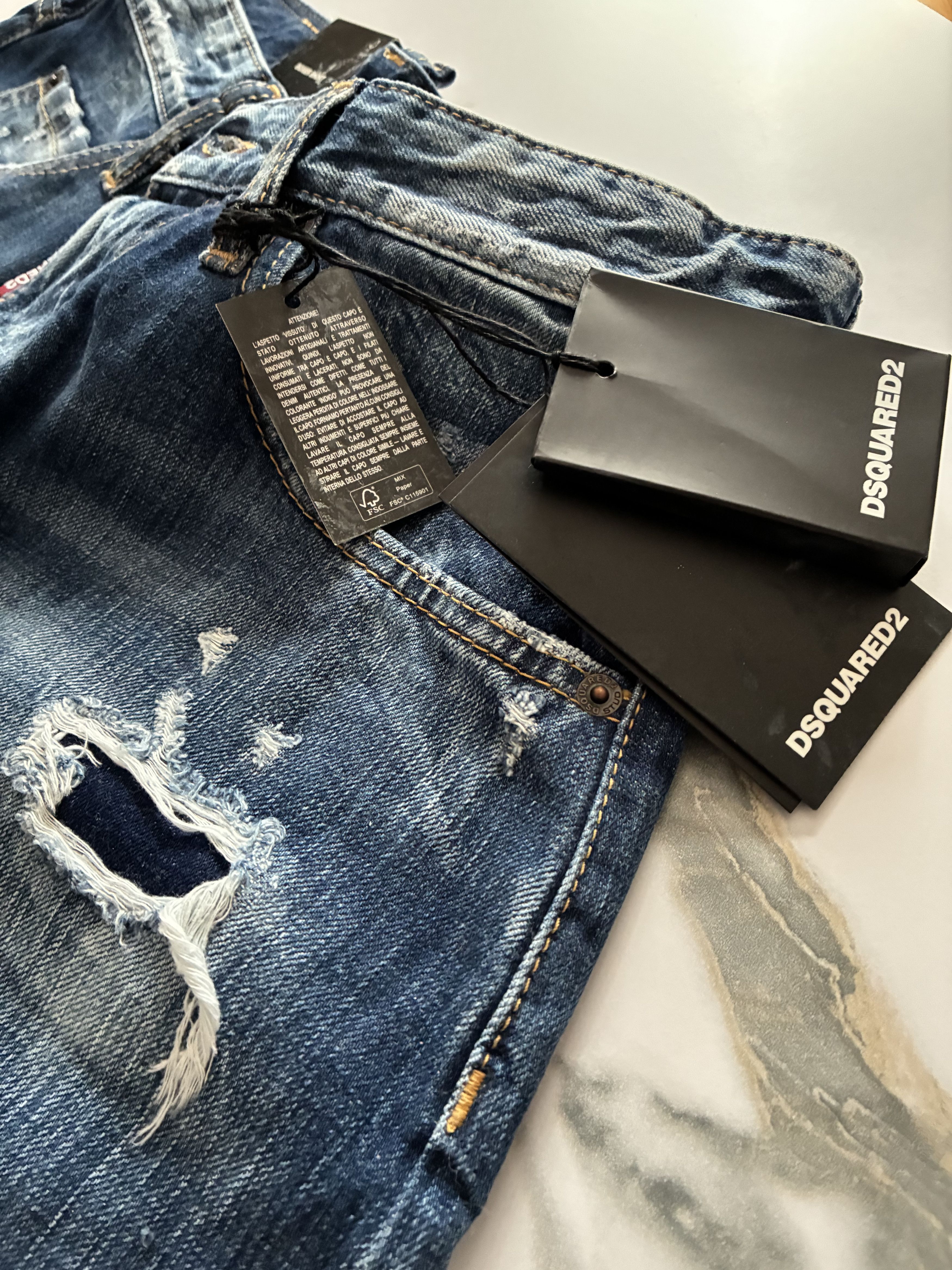 Dsquared2 DSQUARED2 Men’s Distressed Denim Shorts – value 750$CAD Size US 28 / EU 44 - 2 Thumbnail
