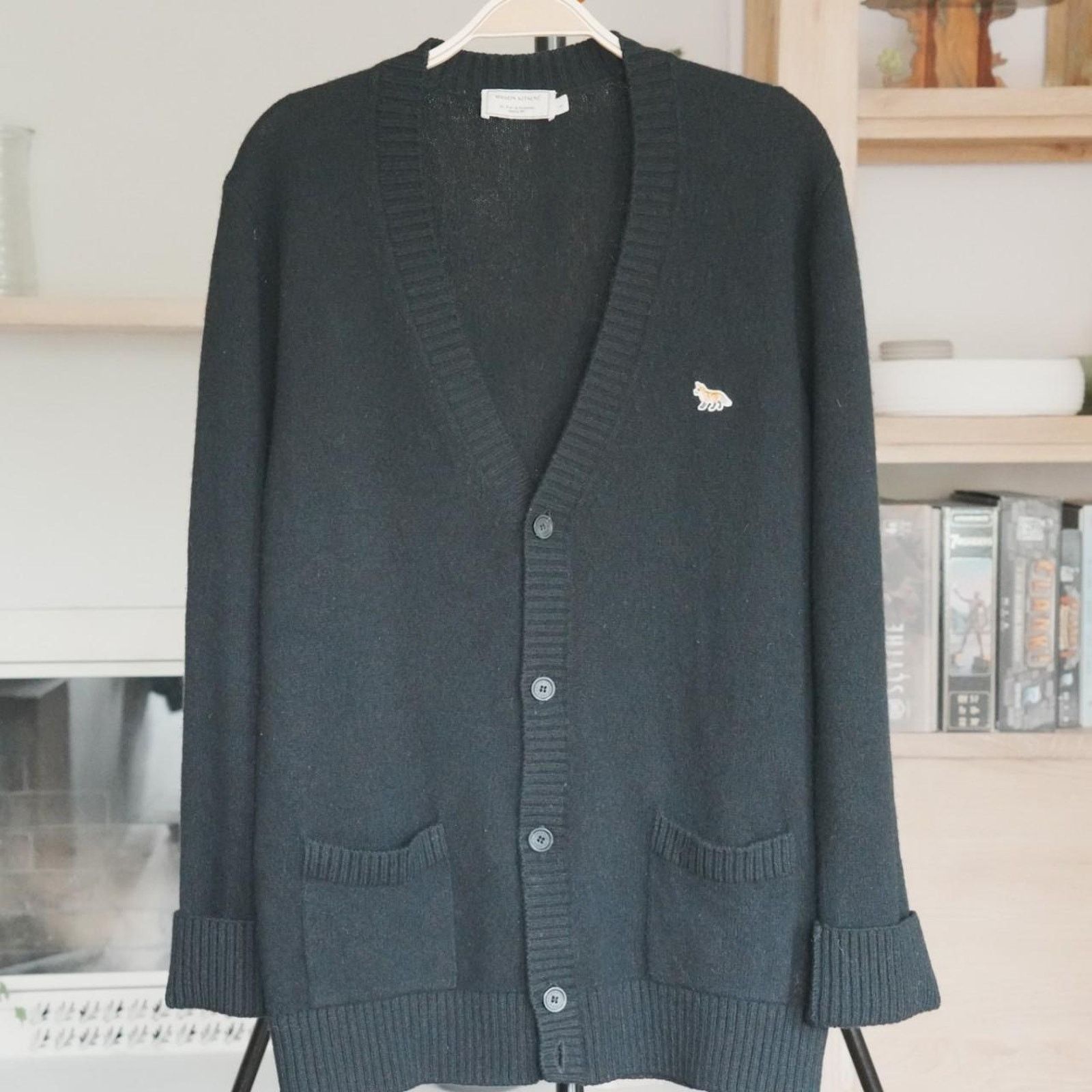 Maison Kitsune Maison Kitsune Black Lambswool Cardigan Size US L / EU 52-54 / 3 - 1 Thumbnail