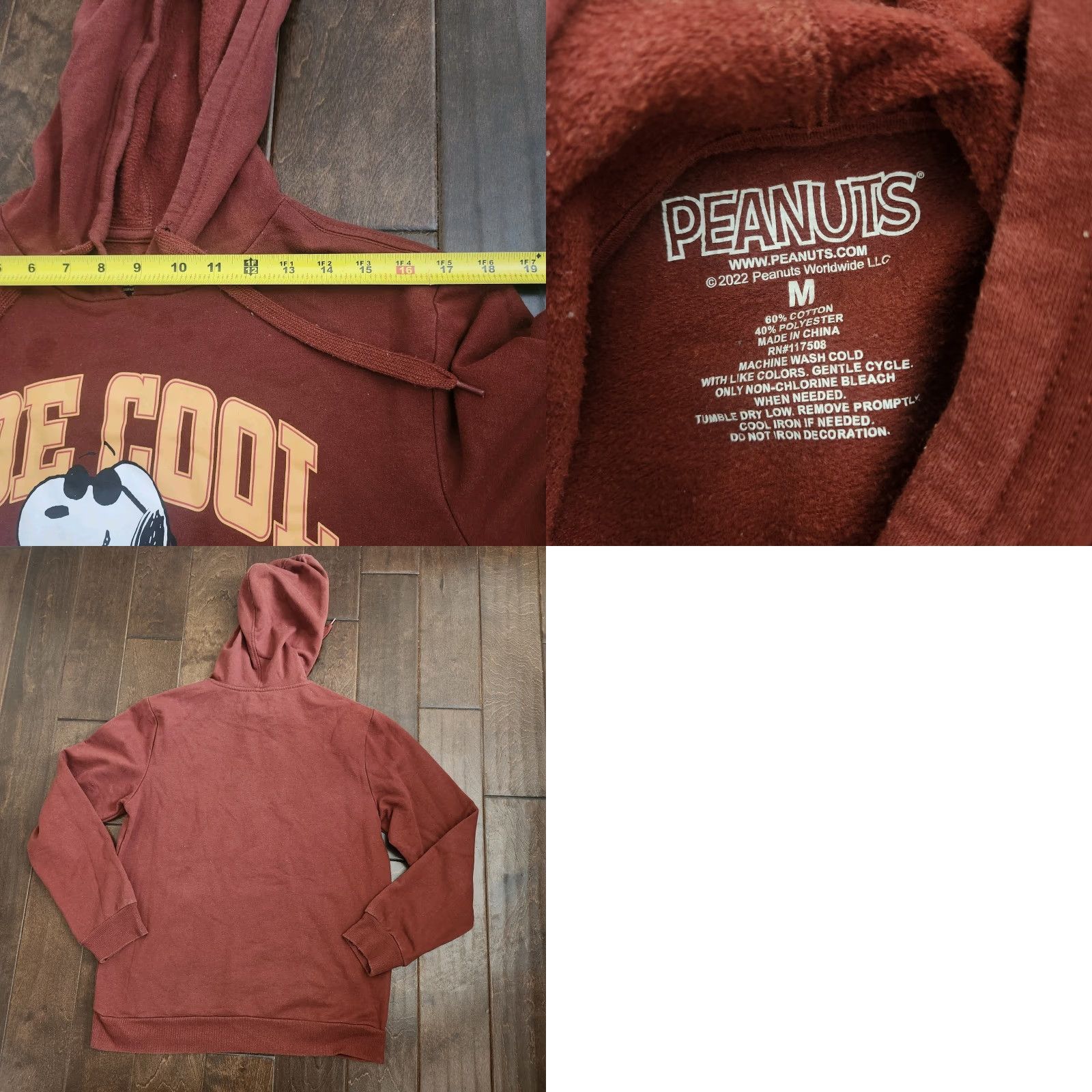 Peanuts Peanuts Snoopy Joe Cool Hoodie Mens Medium Maroon Pullover Cartoon Gift Ideas Socks? Size US M / EU 48-50 / 2 - 9 Thumbnail