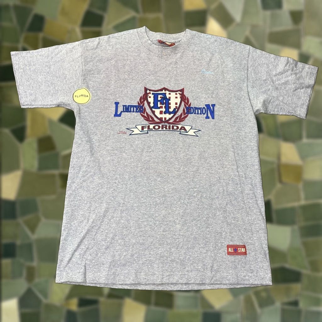 Converse VINTAGE Converse All Star Shirt Mens XL Gray T-Shirt Crew Neck Short Sleeve Graphic Print Florida Travel 2001 Y2K USA Mens Size US XL / EU 56 / 4 - 1 Thumbnail