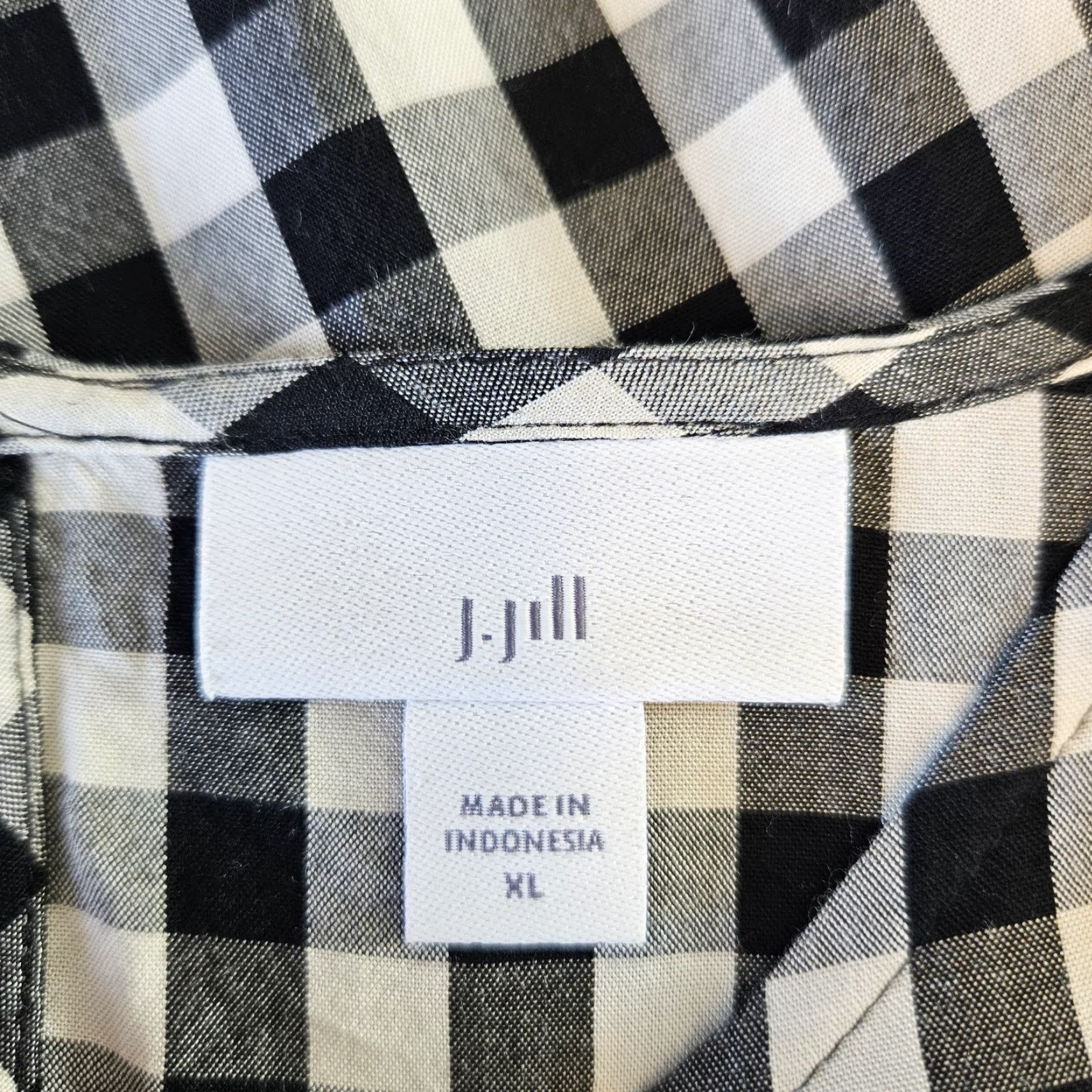 J. Jill J. Jill Blouse Shirt Womens XL Black Gingham 3/4 Sleeve Rayon Top Crew Neck Pullover Adult Ladies Shirt Size XL / US 12-14 / IT 48-50 - 5 Thumbnail