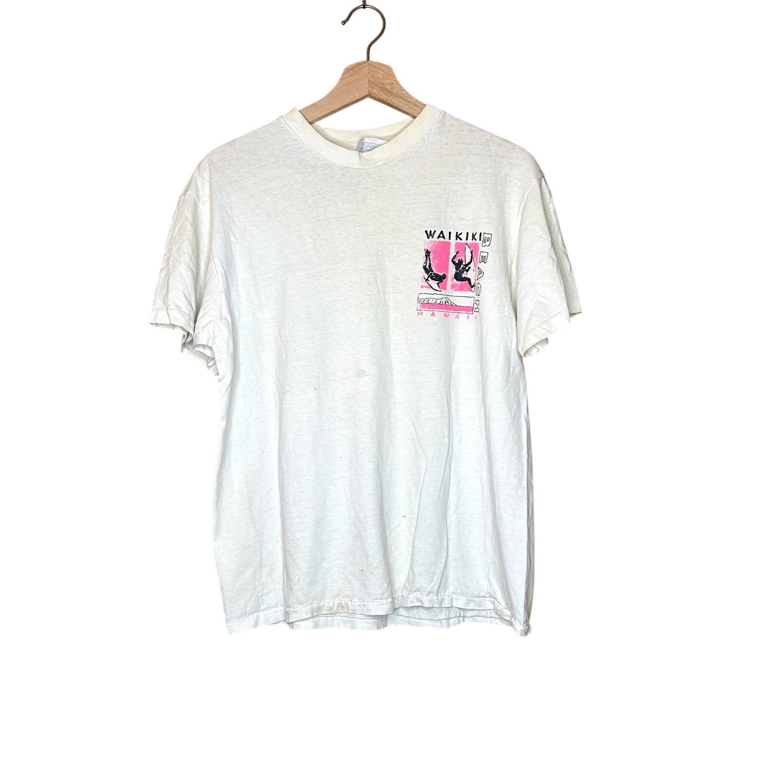 Hanes × Vintage Vintage 90s Waikiki Surfer T-Shirt Fader Size US L / EU 52-54 / 3 - 5 Thumbnail