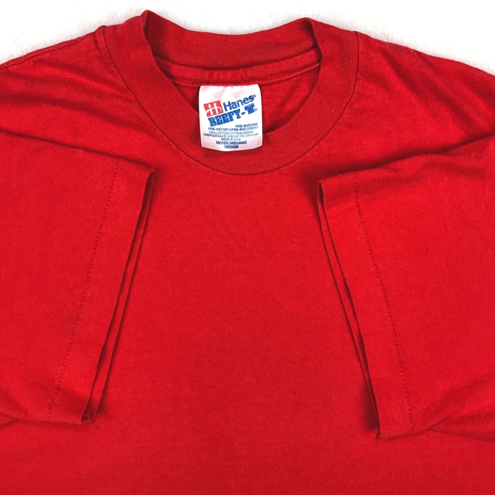 Hanes VINTAGE Hanes Beefy-T T-Shirt MEDIUM Red Men 80s Crew Neck Short Sleeve Cotton Solid 1980s Mens Size US M / EU 48-50 / 2 - 7 Thumbnail