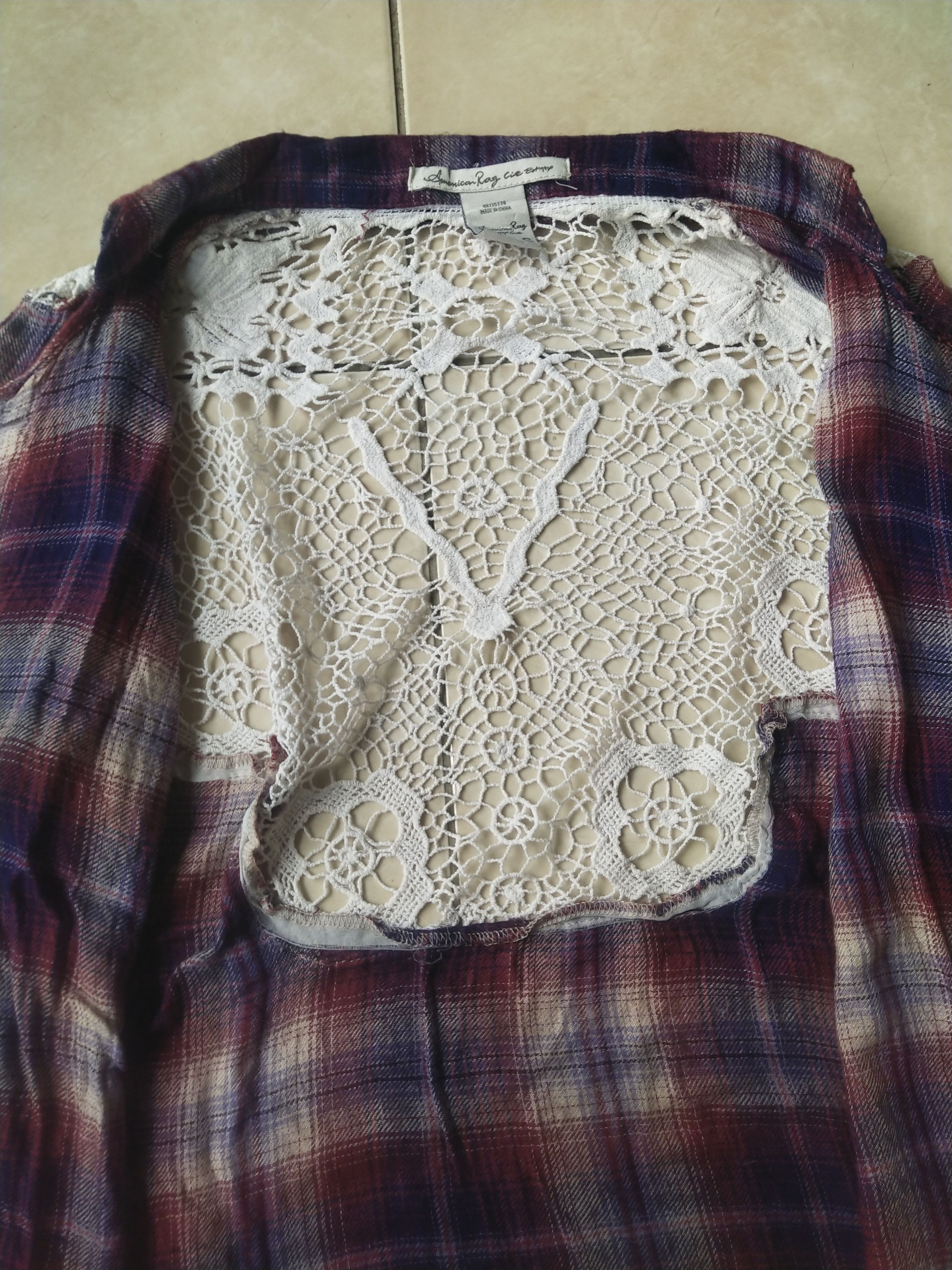 American Rag American Rag Boho Grunge Plaid Lace Back Shirt Top Size S / US 4 / IT 40 - 5 Thumbnail