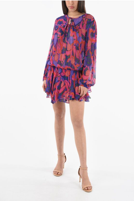 image of Isabel Marant Silk-Chiffon Amezio Sheer Dress With Lace-Up Detailing, Women's (Size Medium)