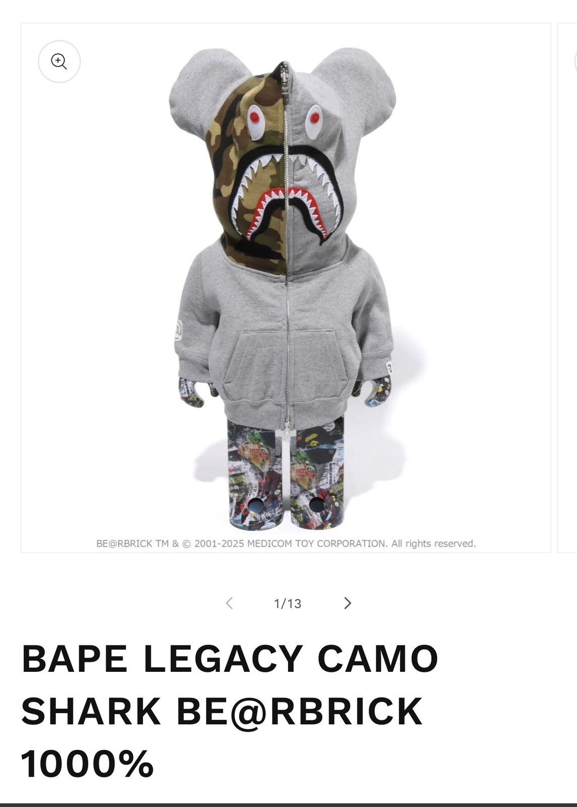 Bape BAPE LEGACY CAMO SHARK BE@RBRICK 1000% Size ONE SIZE - 2 Thumbnail