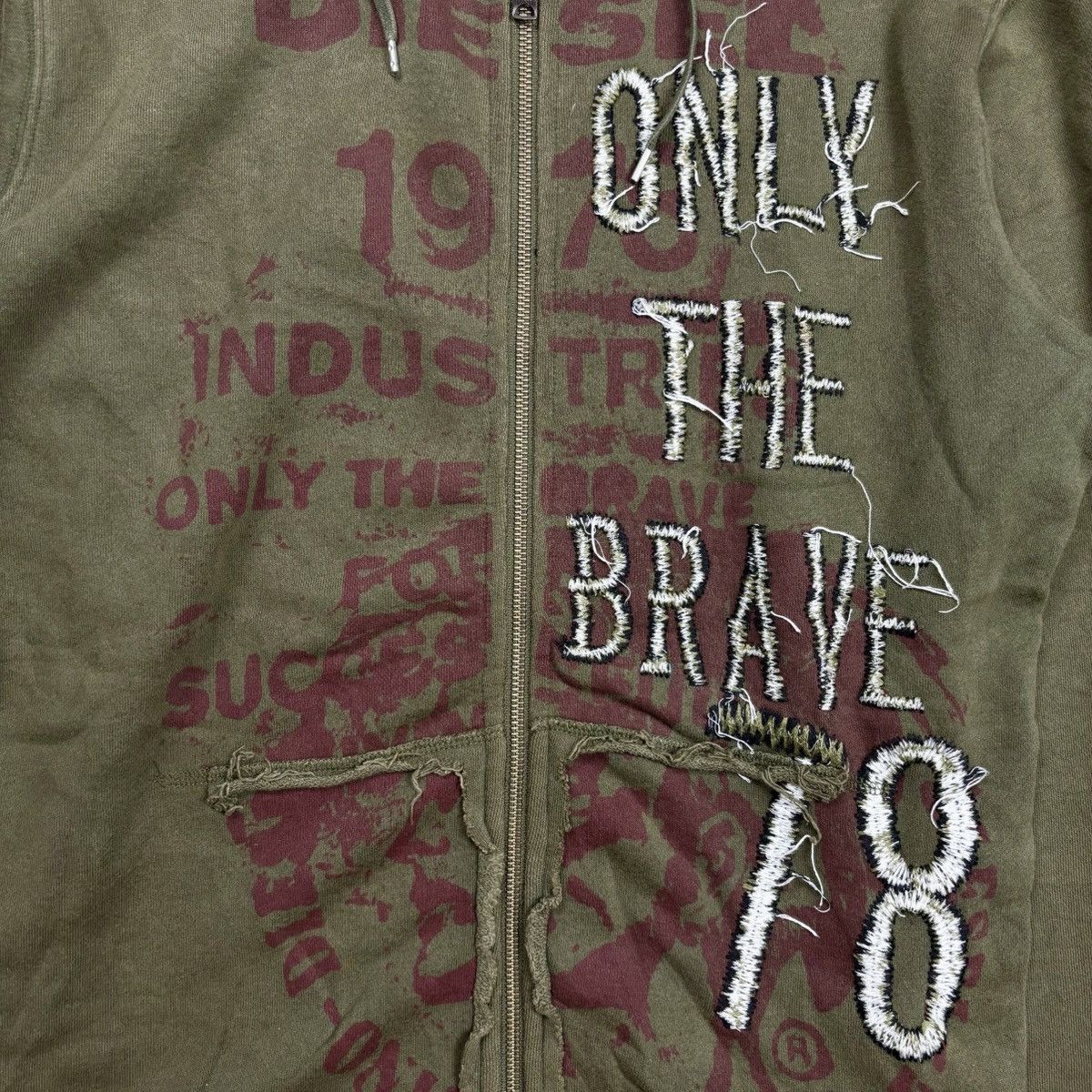 Diesel 2000s Diesel - Patchwork Only The Brave Zip Hoodie Size US M / EU 48-50 / 2 - 6 Thumbnail