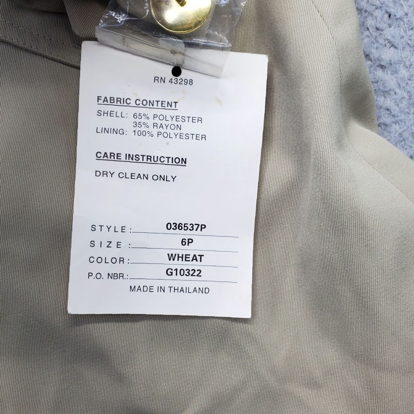 Vintage Gallery Trench Coat Womens Size 6P Tan Lined Long Sleeve Collared Button Front Jacket Size M / US 6-8 / IT 42-44 - 7 Thumbnail