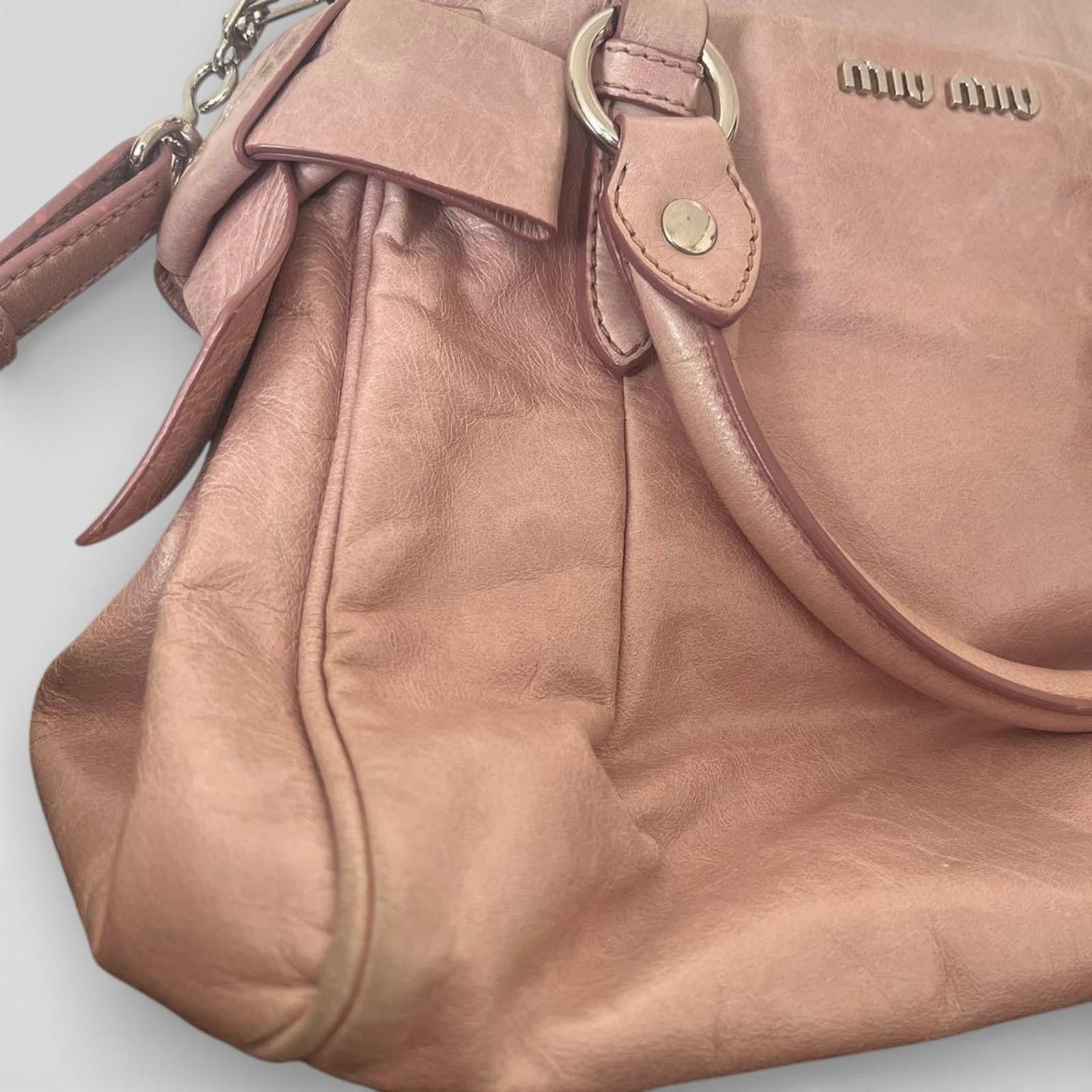 Miu Miu Miu Miu - Pink Ribbon Leather Handbag Size ONE SIZE - 3 Thumbnail