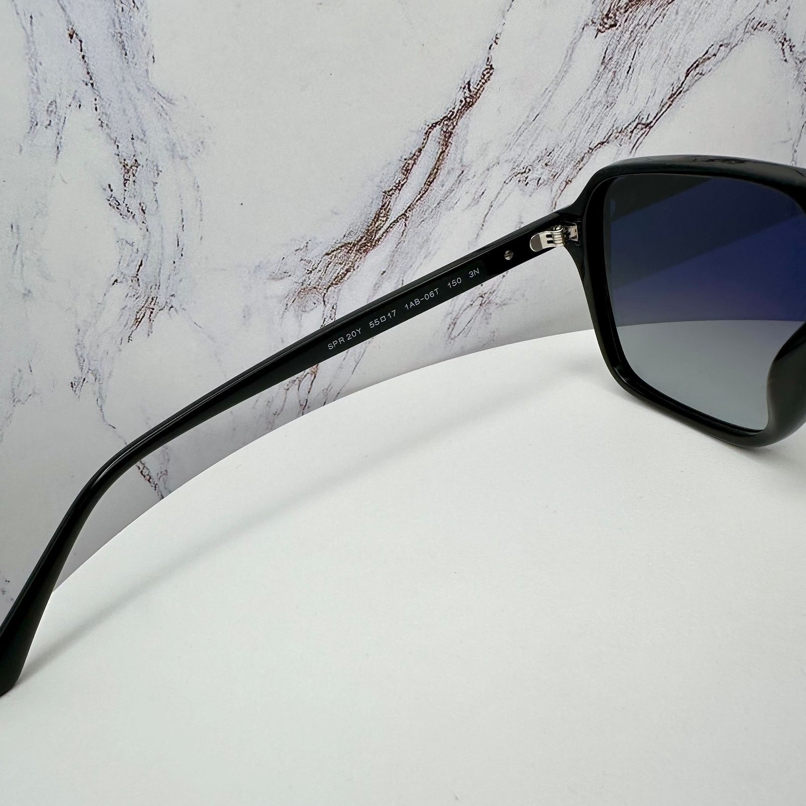 Prada NEW PRADA Sunglasses Black Aviator Pilot Grey Lens Side Logo Size ONE SIZE - 9 Thumbnail