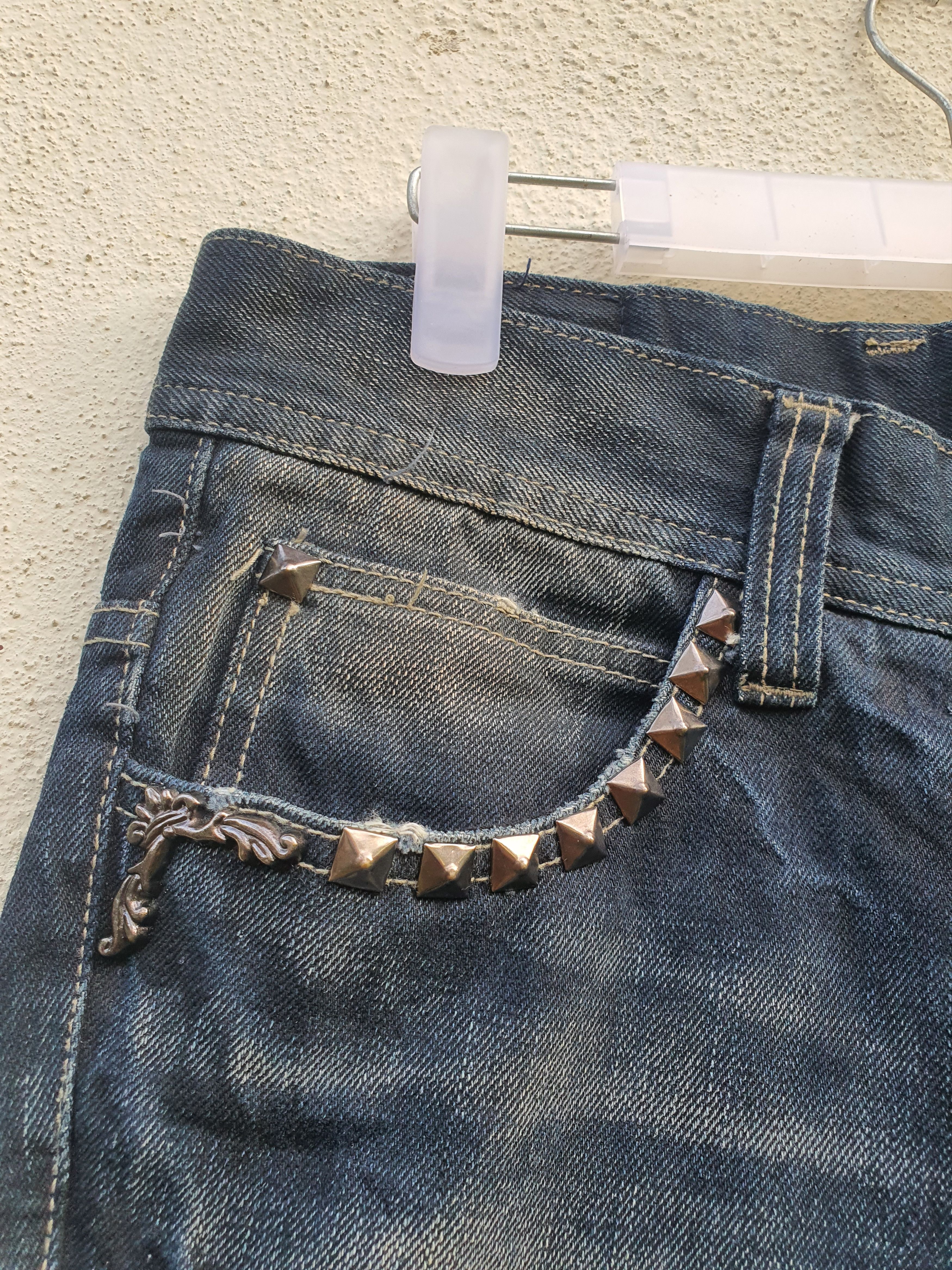 Tornado Mart 🔥 Vtg TORNADO MART Studded Shorts Denim Jeans Size US 32 / EU 48 - 10 Thumbnail