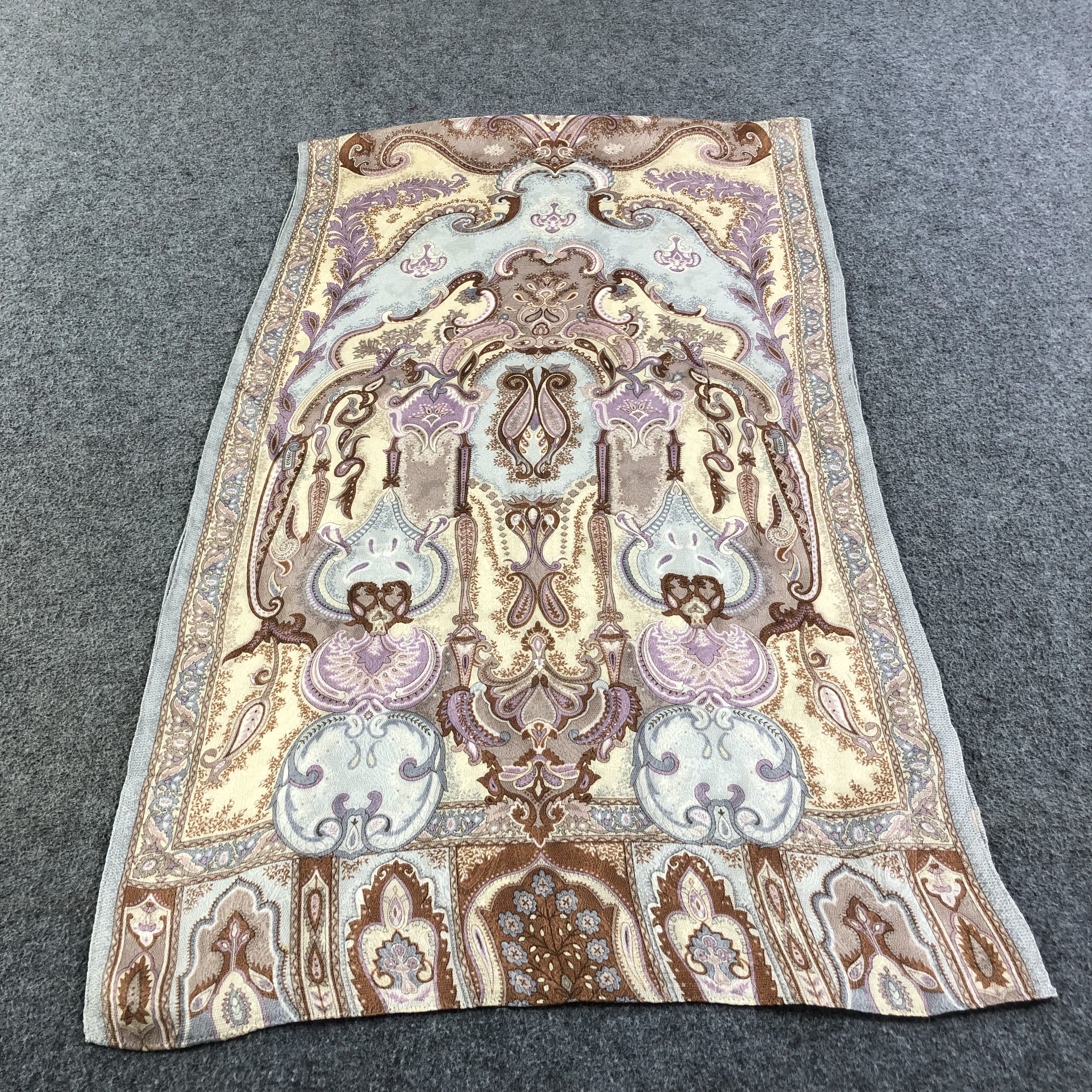 Vintage Luxury Paislee Design Silk Stole Silk Scarf M645 Size ONE SIZE - 4 Thumbnail