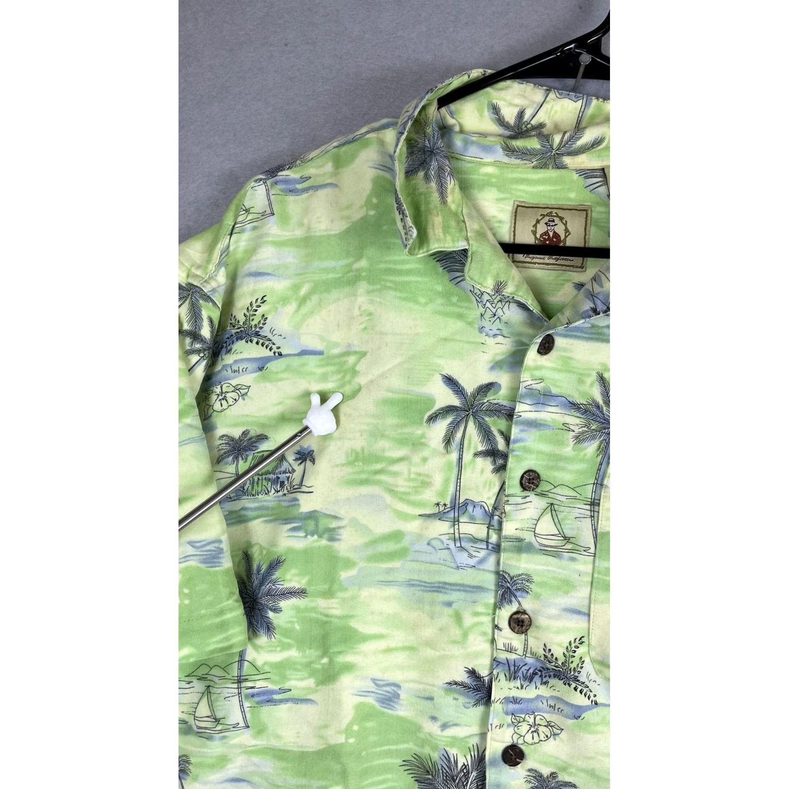 Vintage Joe Marlin Mens XL Green Tropical Hawaiian Short Sleeve Button Shirt Size US XL / EU 56 / 4 - 2 Thumbnail