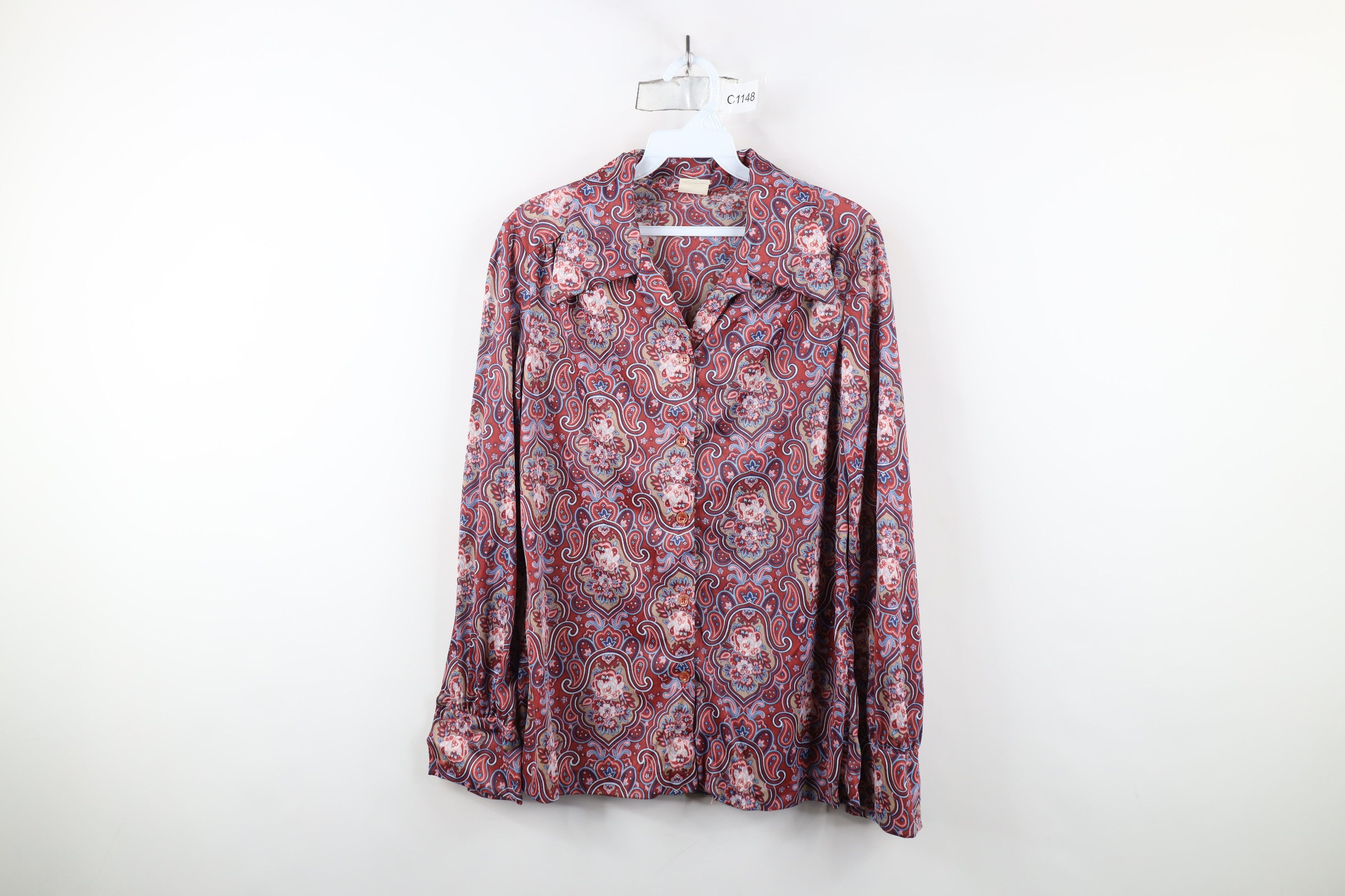 Vintage Vintage 70s Mid Century Modern MCM Flower Knit Button Shirt Size M / US 6-8 / IT 42-44 - 1 Thumbnail
