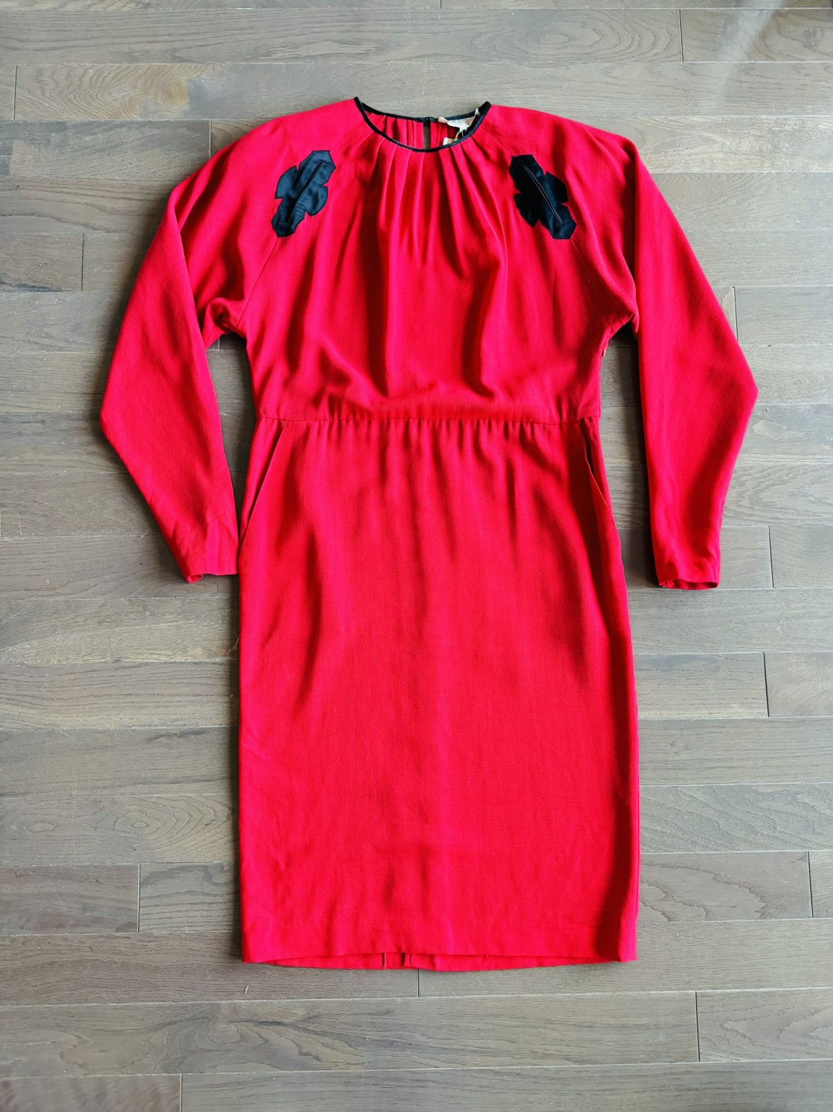 Fendi × Karl Lagerfeld × Vintage VTG Fendi Fendissime Karl Lagerfeld Red crepe batwing dress Size L / US 10 / IT 46 - 8 Thumbnail