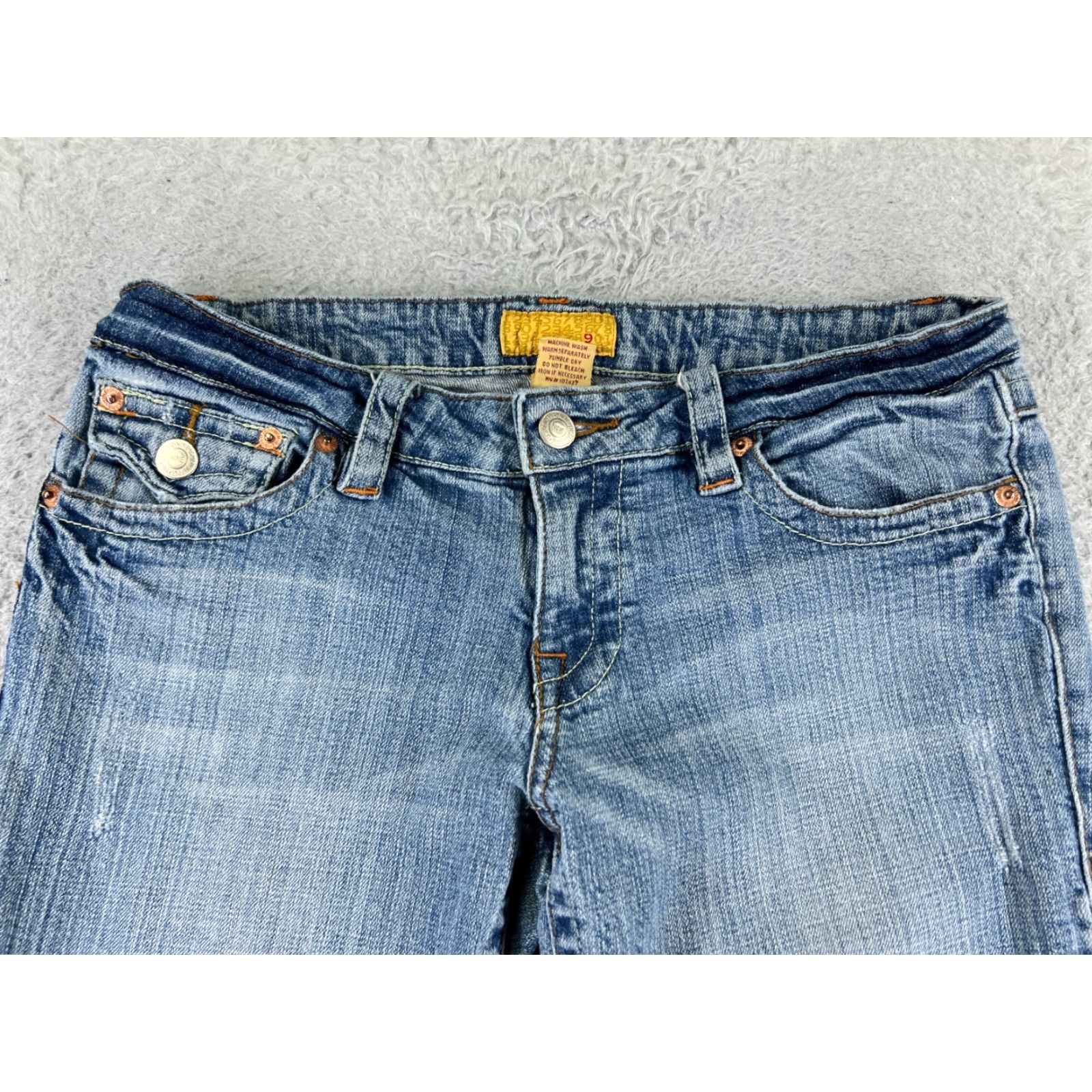 Denime Nine Jeans Womens Jeans Flared Low Rise Blue Denim 28x27 Regular Women Size 28" / US 6 / IT 42 - 4 Thumbnail