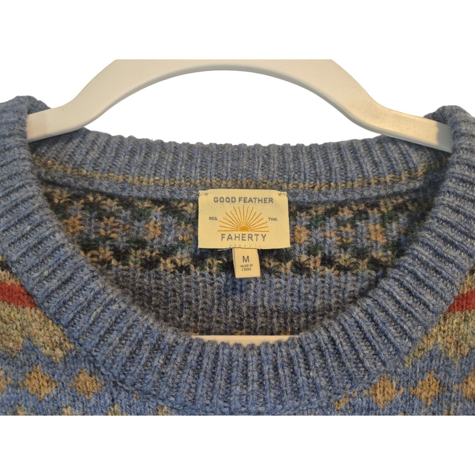 Faherty Faherty Doug Good Feather Fair Isle Wool Mens Sweater Medium Size US M / EU 48-50 / 2 - 5 Thumbnail